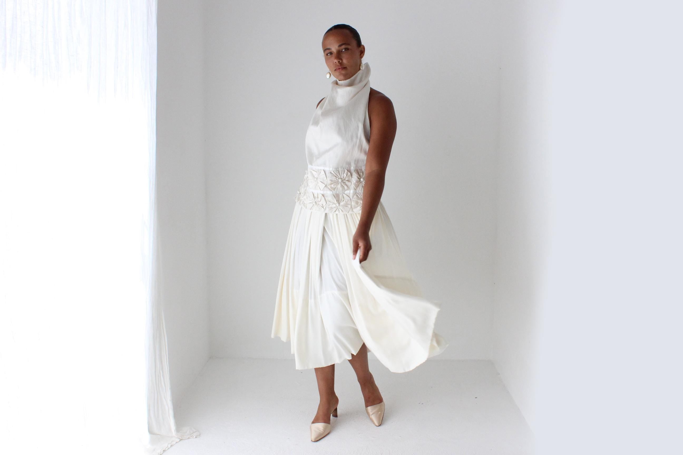 Sublime Custom Made 80s Pure Silk Circle Skirt
