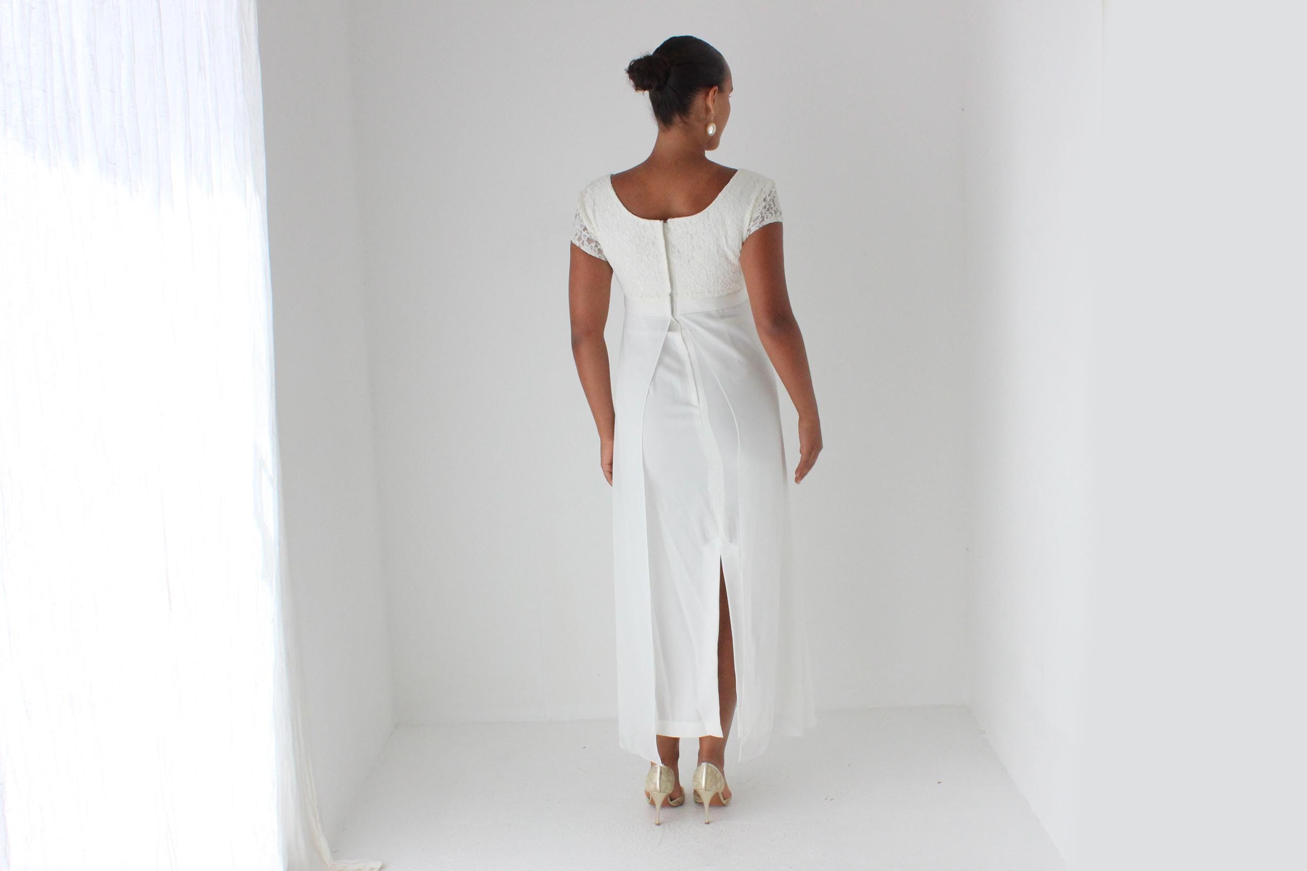 90s does Victorian Lace Empire Waist Dress