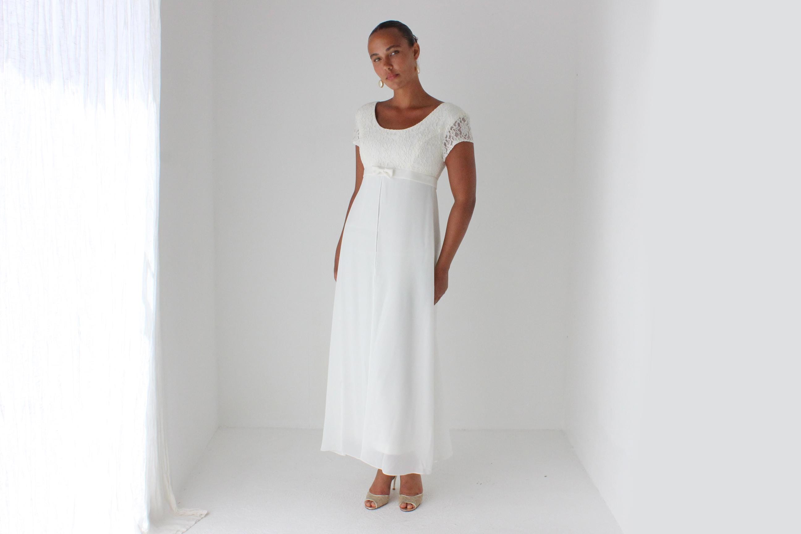90s does Victorian Lace Empire Waist Dress