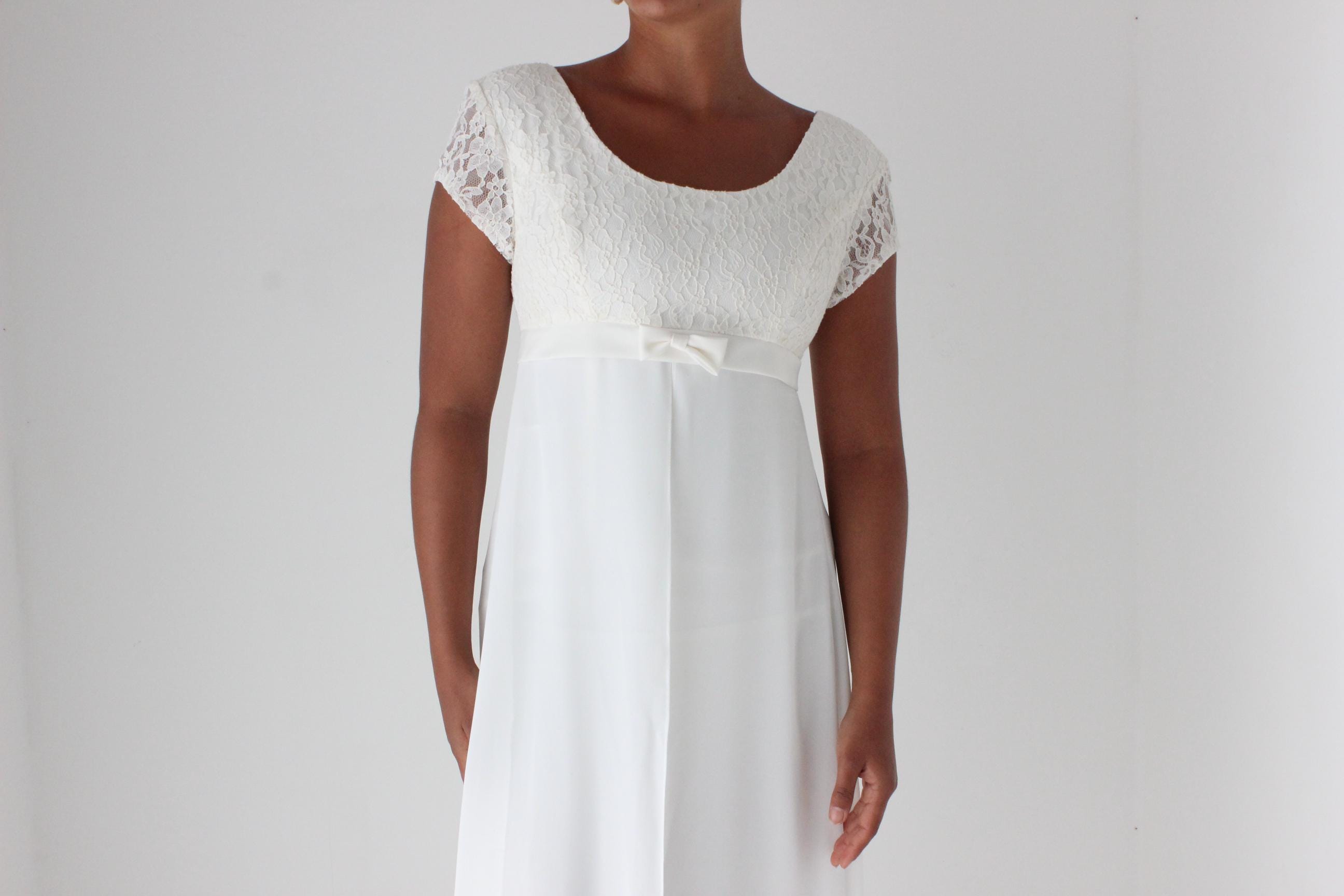 90s does Victorian Lace Empire Waist Dress