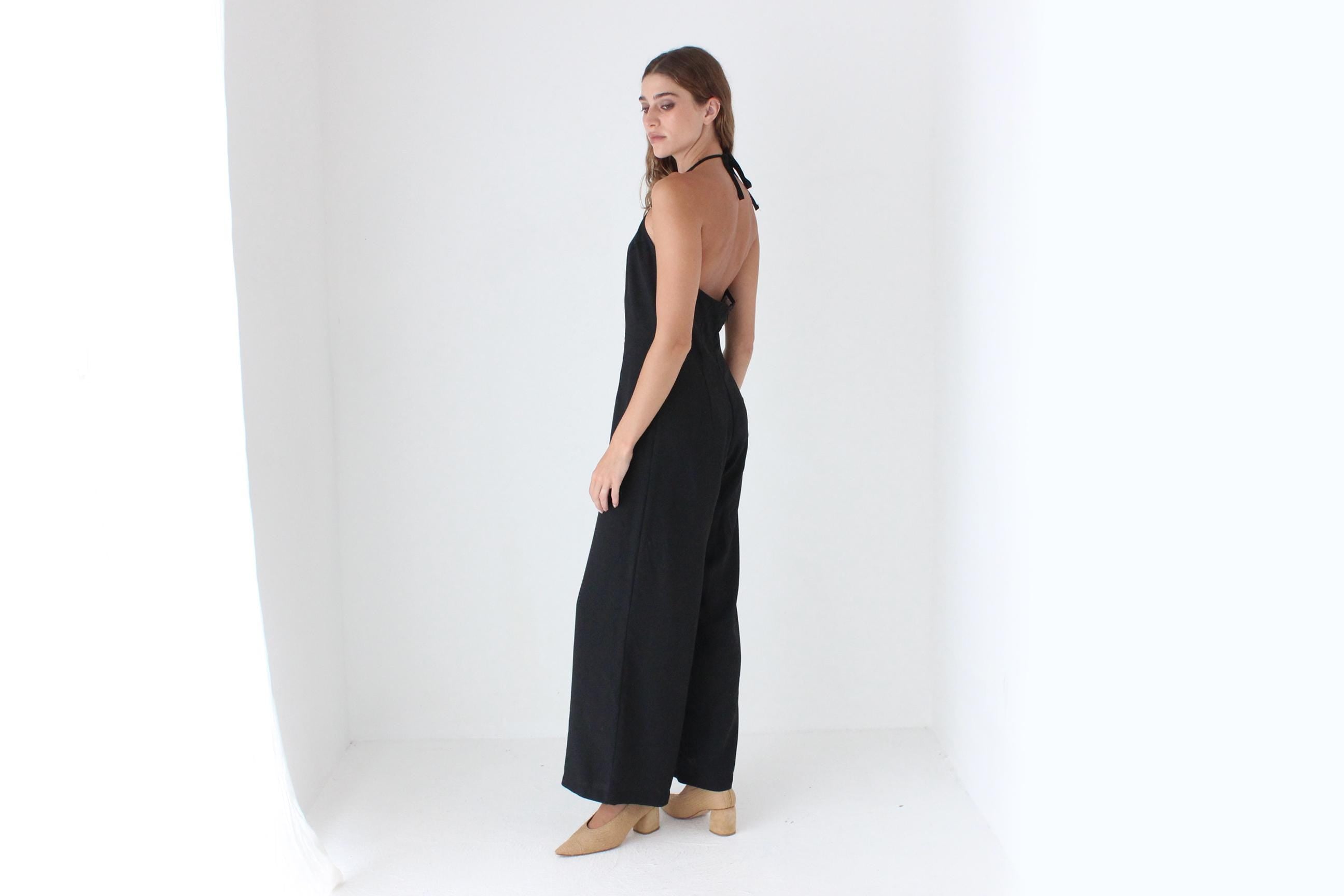 90s Crepe Halter Jumpsuit