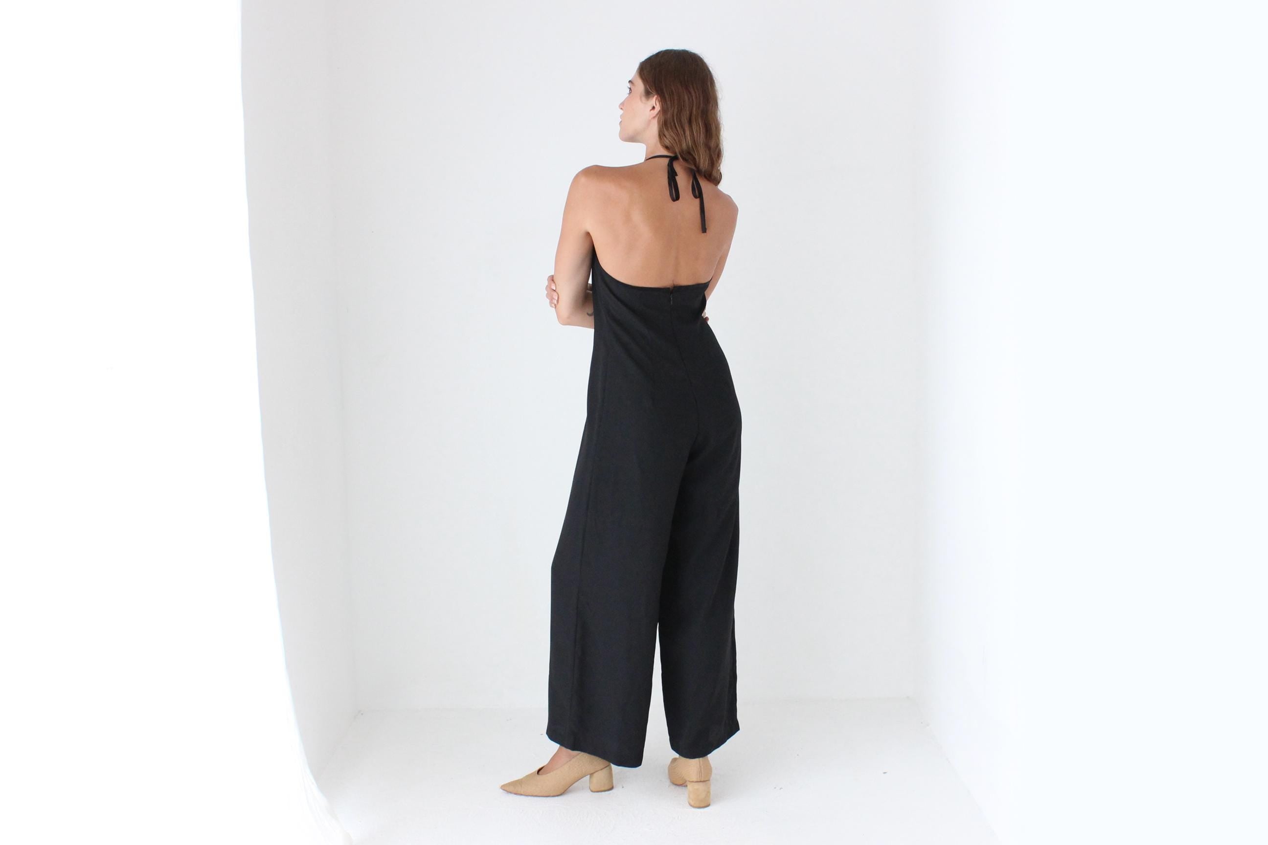 90s Crepe Halter Jumpsuit