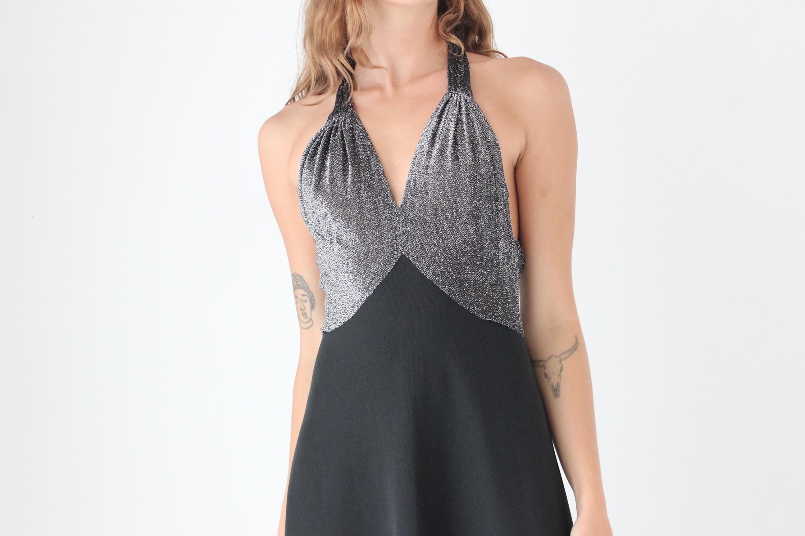 70s Lurex Halter Gown