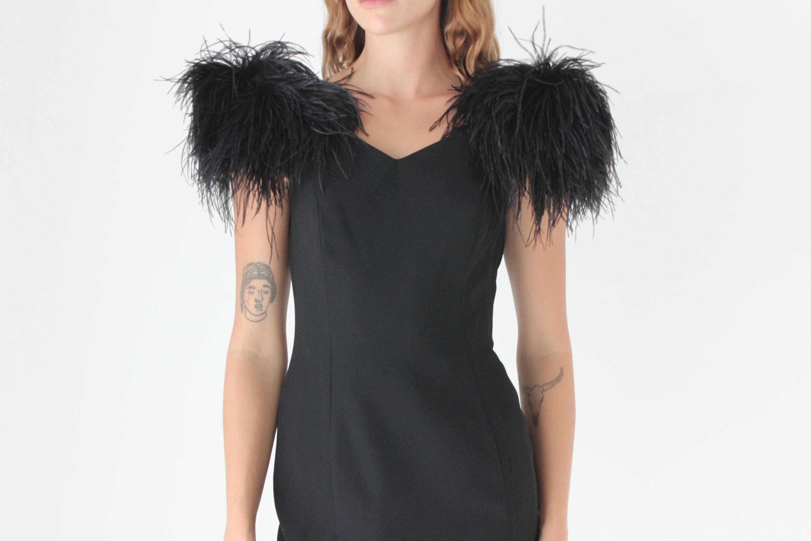 Jawdropping 80s AJ Bari Ostrich Feather Mini