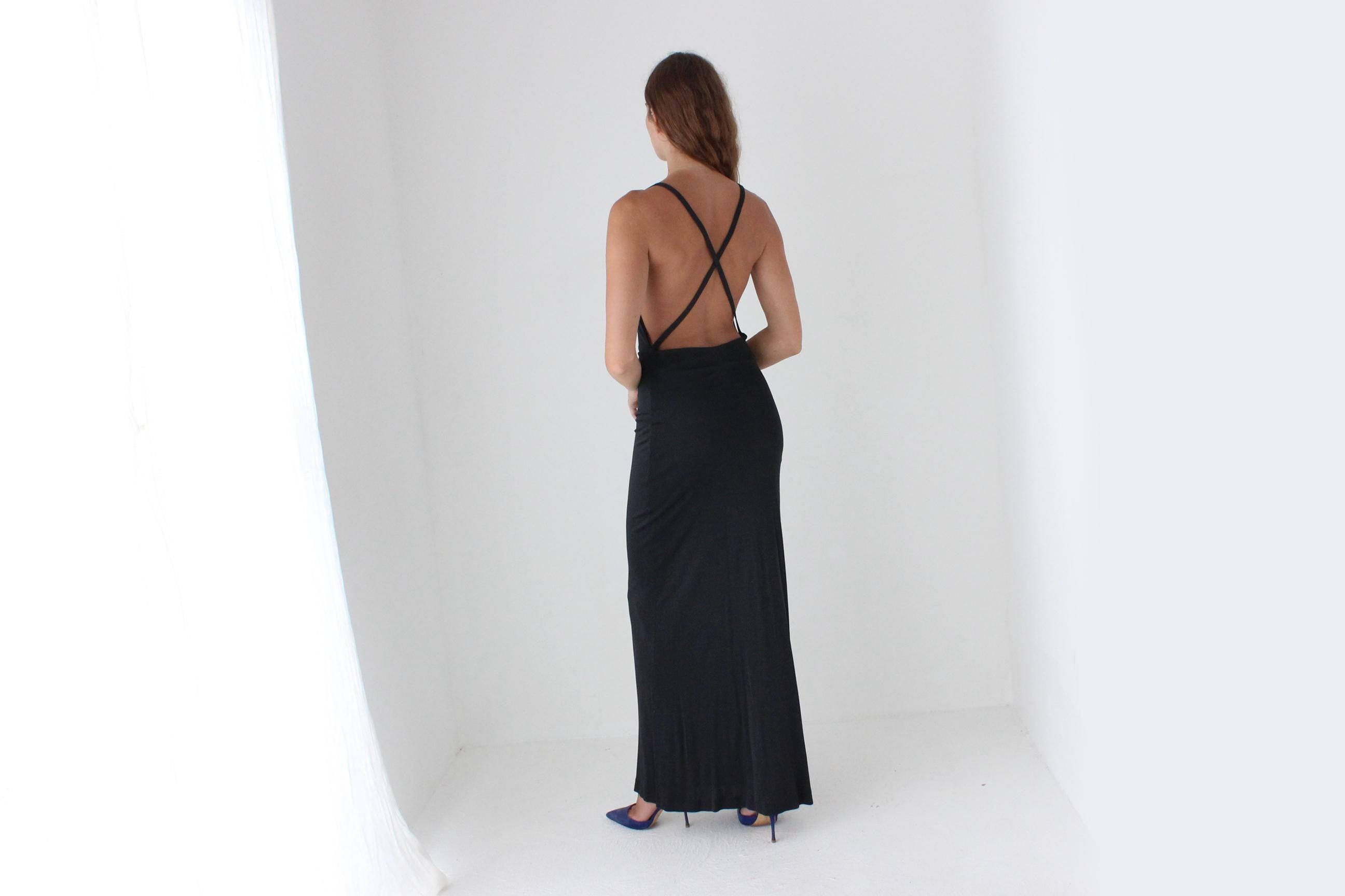 90s Calvin Klein Slinky Backless Gown