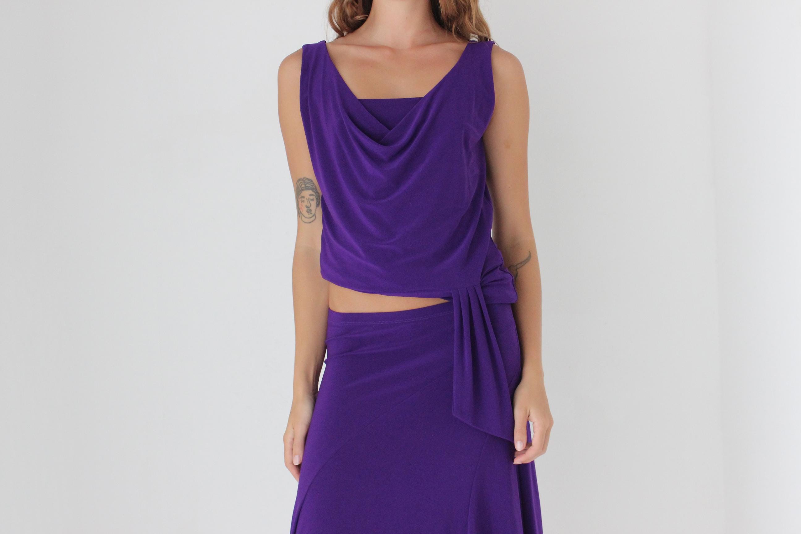90s Slinky Draped Jersey Two Piece Set