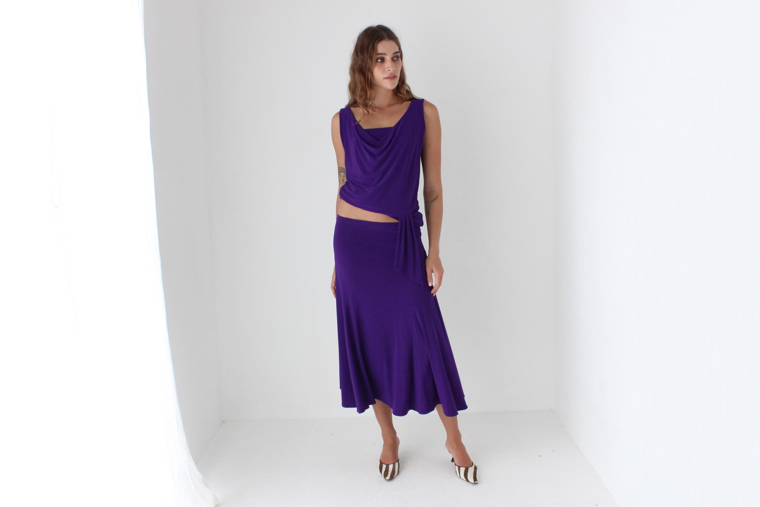 90s Slinky Draped Jersey Two Piece Set