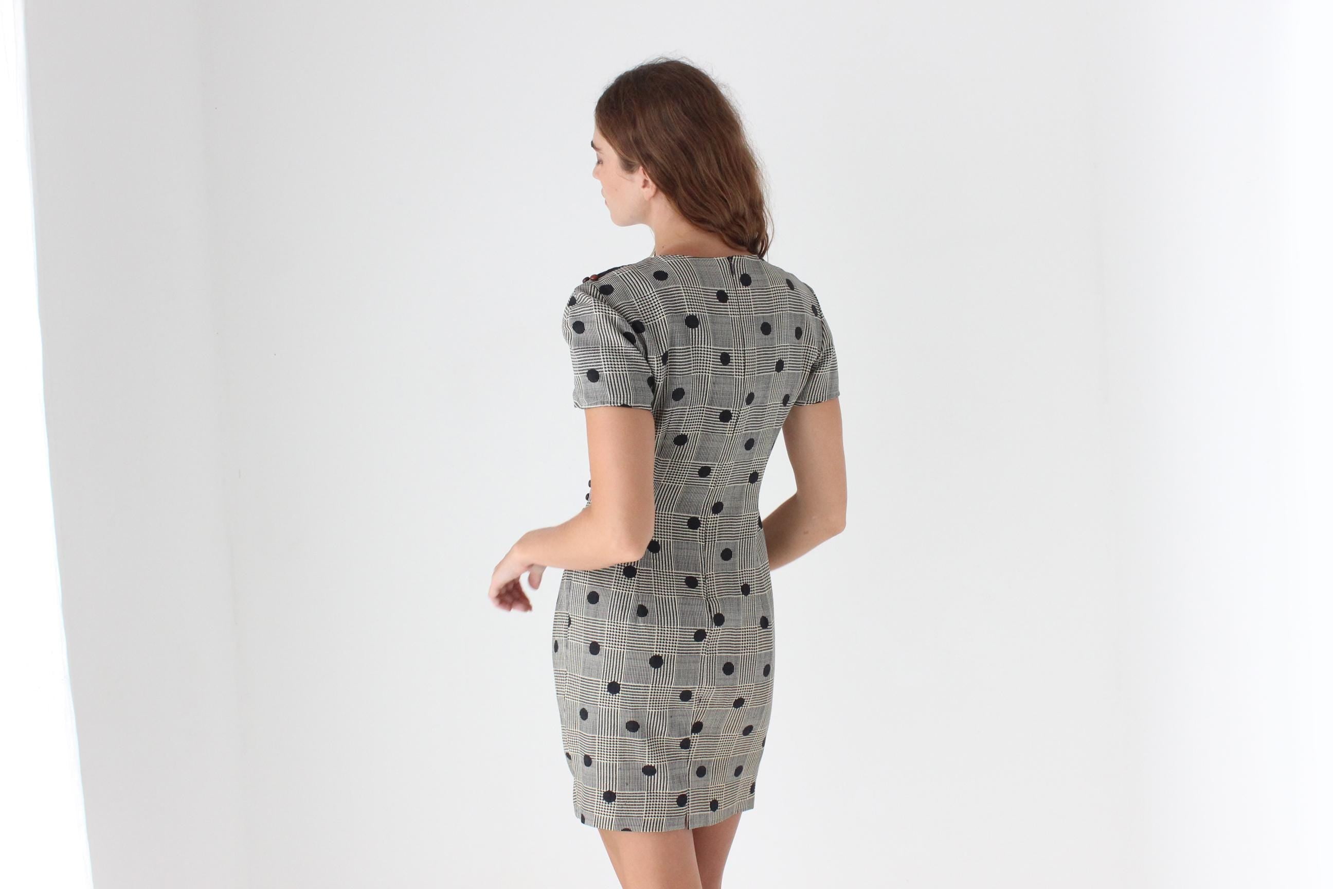 80s Textural Houndstooth Mini Dress