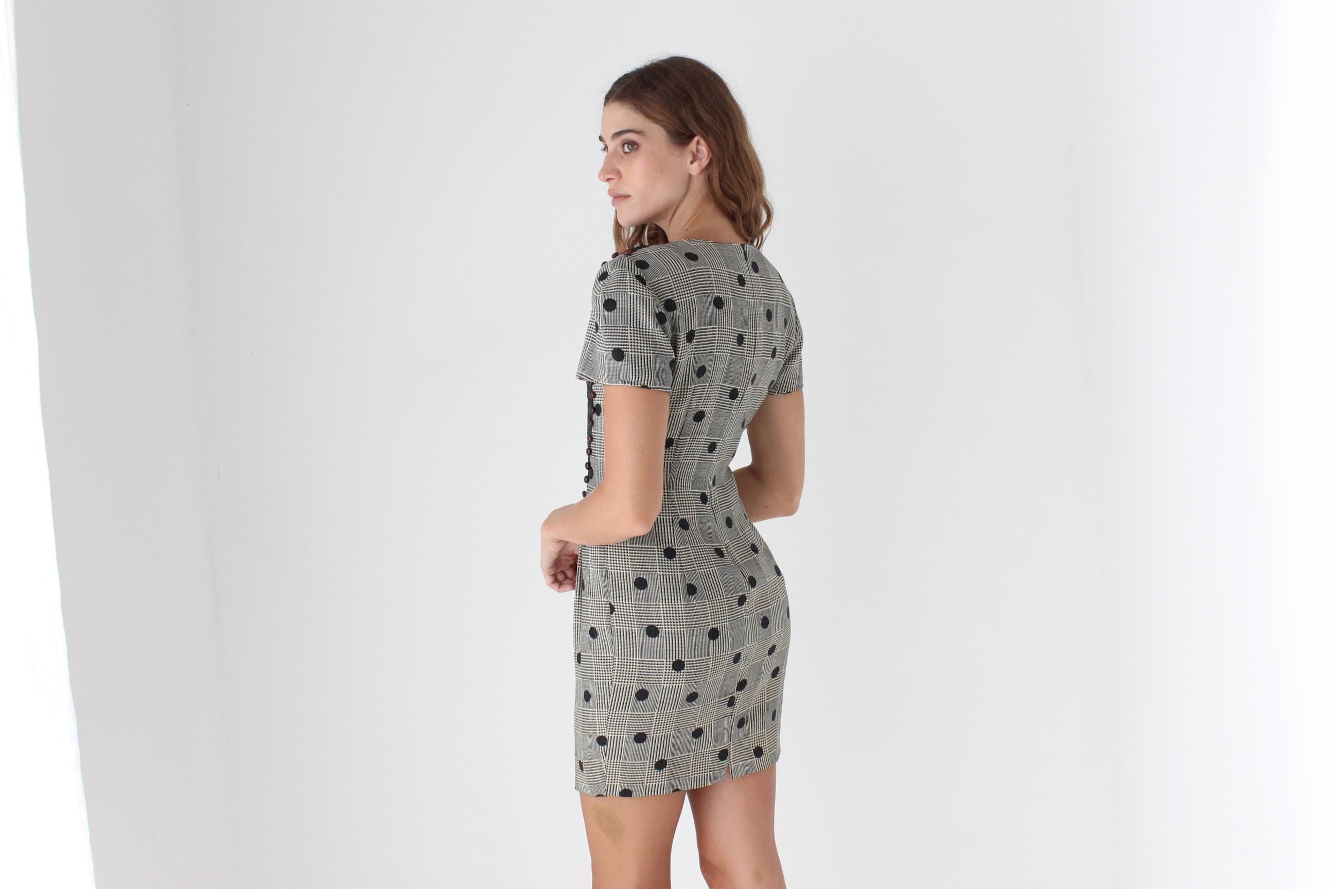 80s Textural Houndstooth Mini Dress