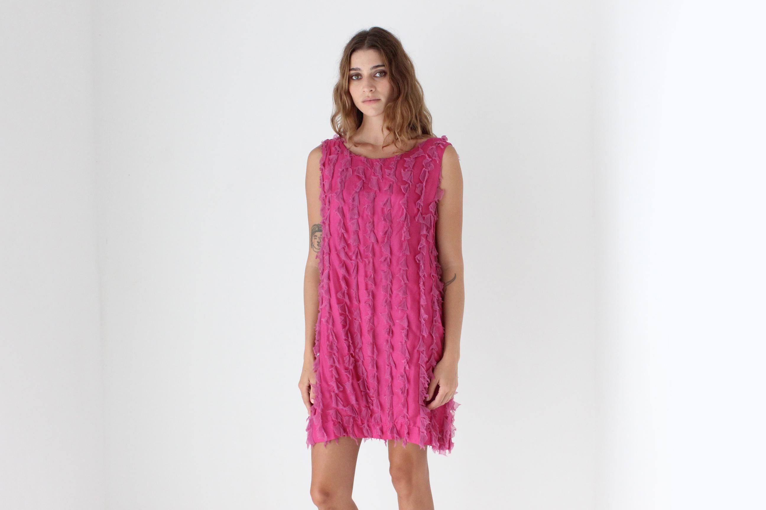 Y2K Abstract Textural Bubblegum 3D Silk Mini