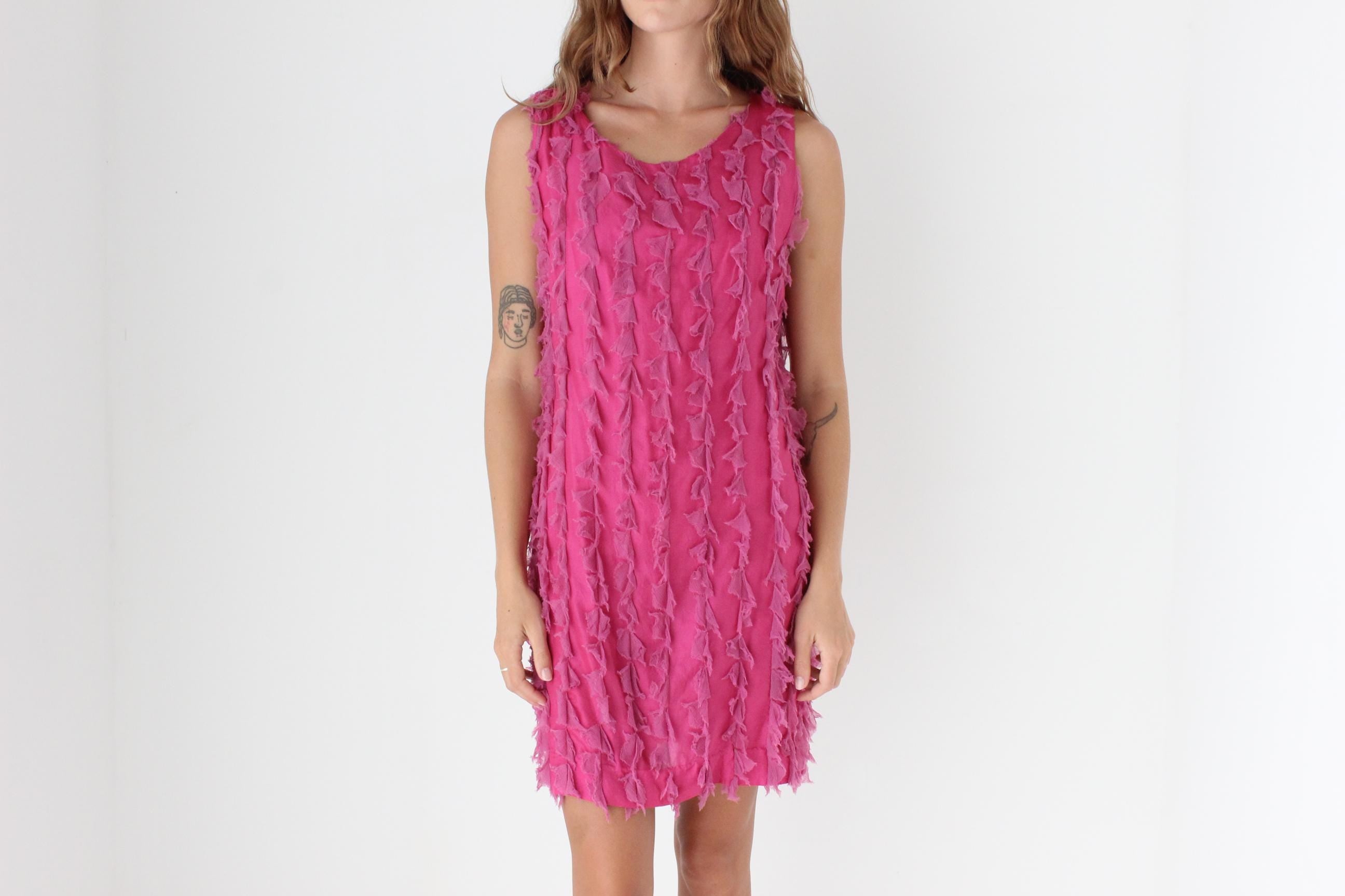 Y2K Abstract Textural Bubblegum 3D Silk Mini