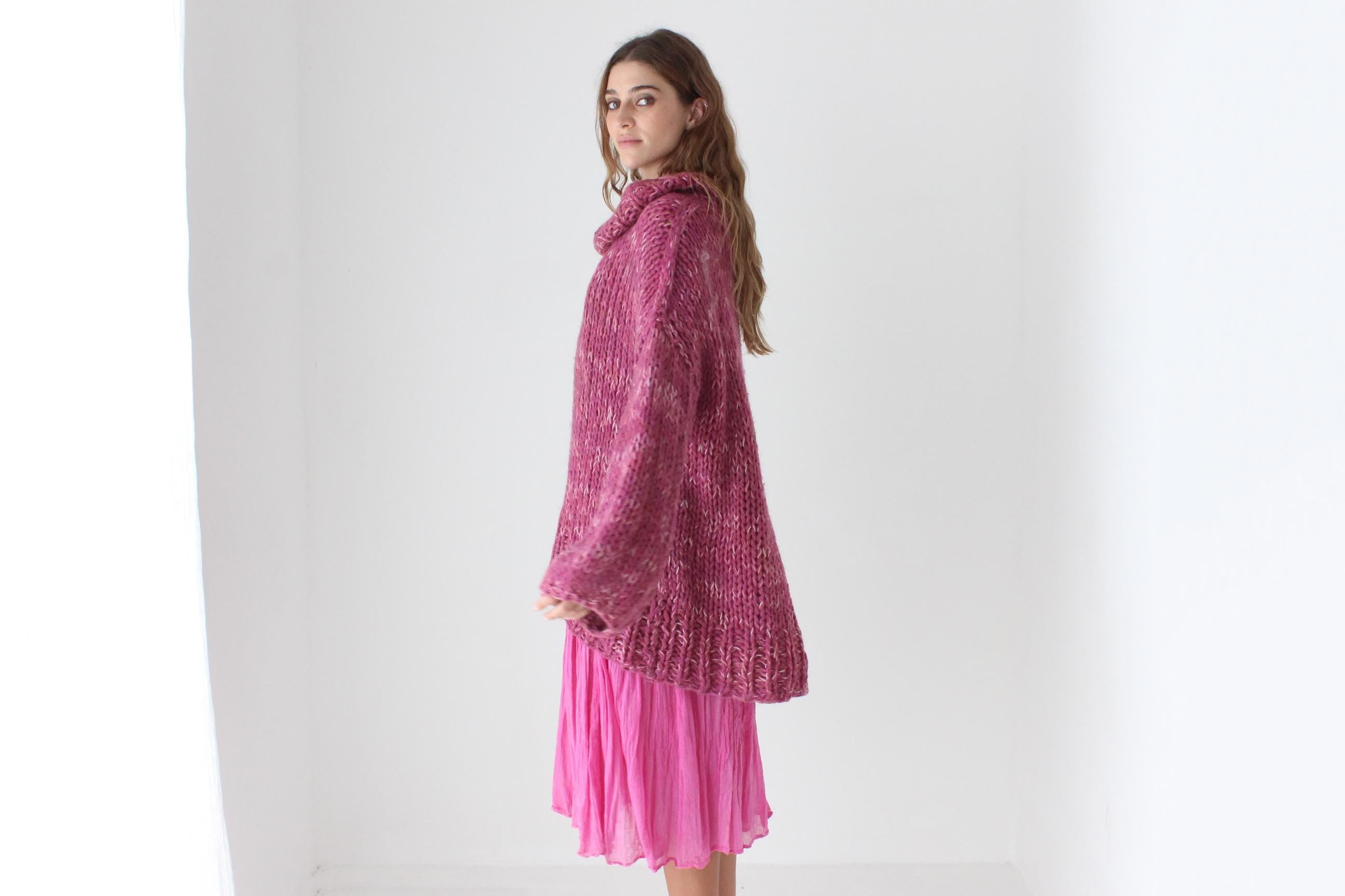 80s Bubblegum Hand Knit Oversized Sweater