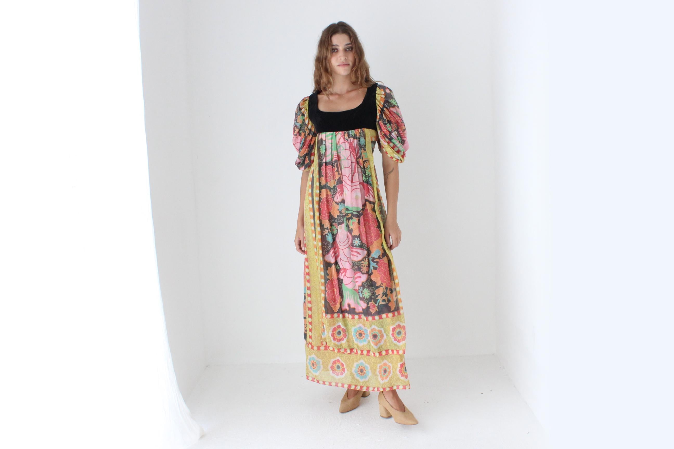 70s Psychedelic Koi Fish Maxi Dress