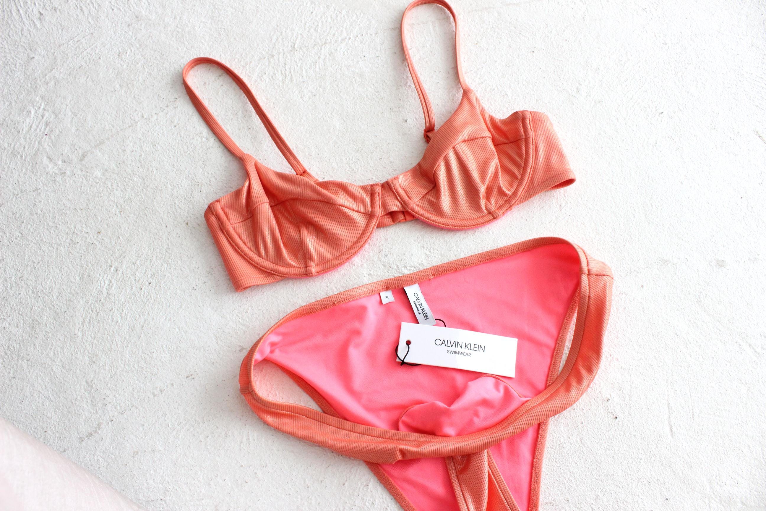 2000s Calvin Klein Metallic Peach Bikini