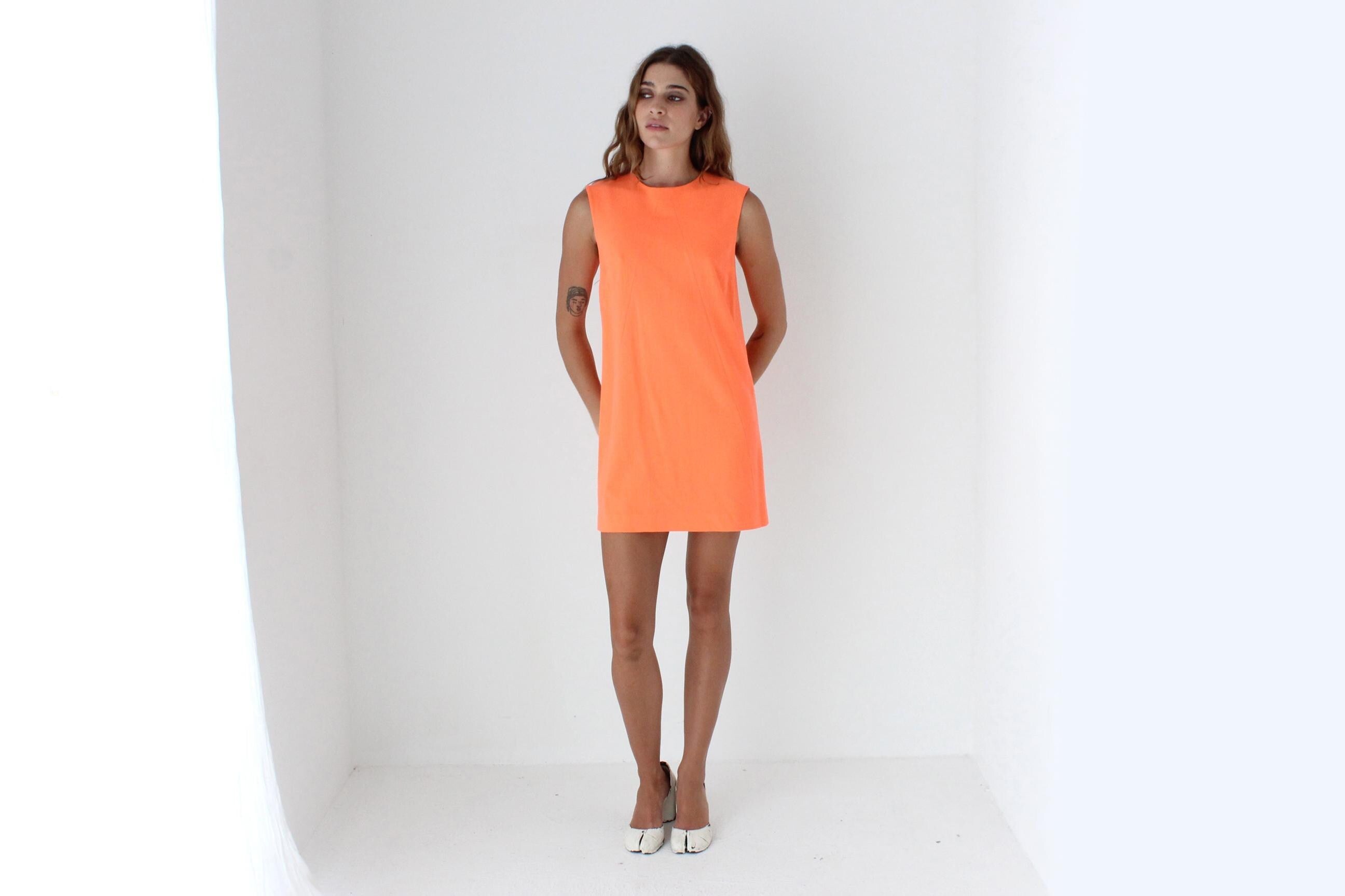 2000s Christopher Kane Neon Orange Wool Crepe Mini