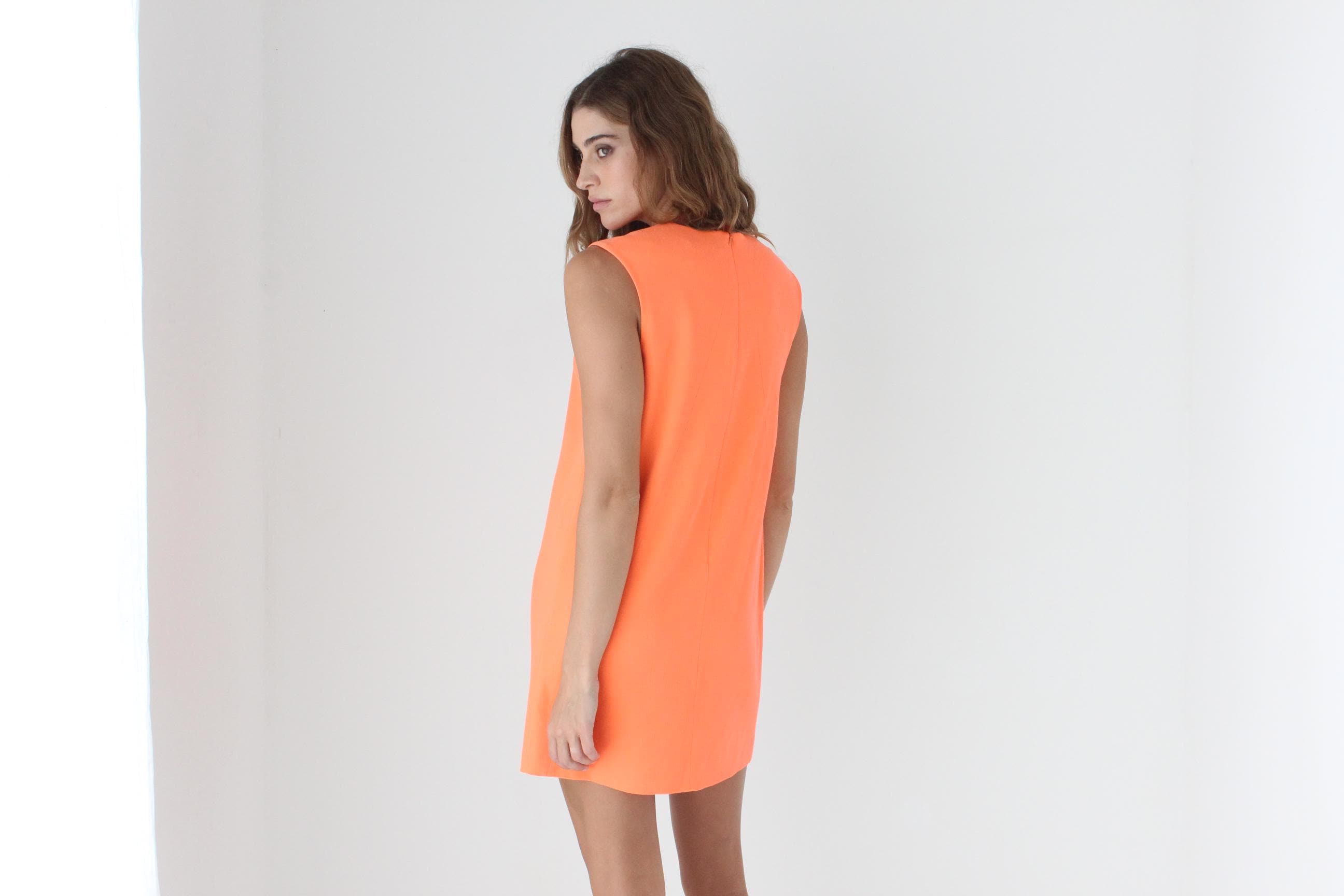 2000s Christopher Kane Neon Orange Wool Crepe Mini