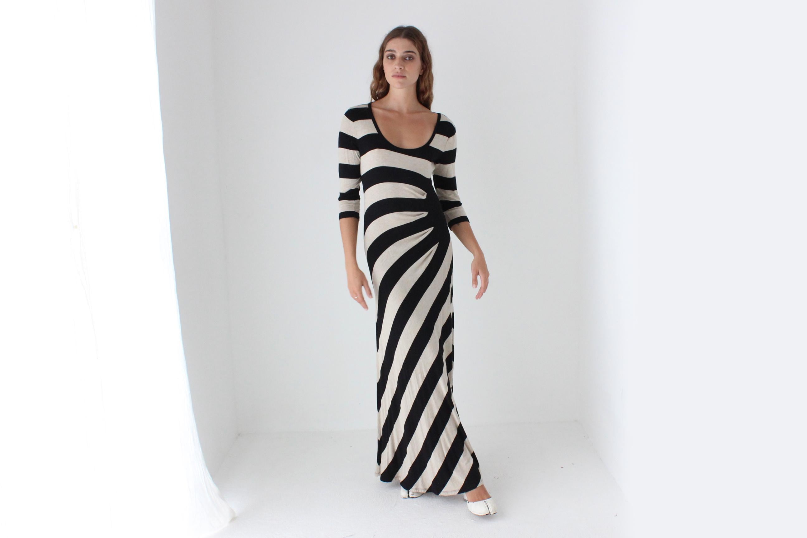 2000s Calvin Klein Bold Striped Maxi Dress