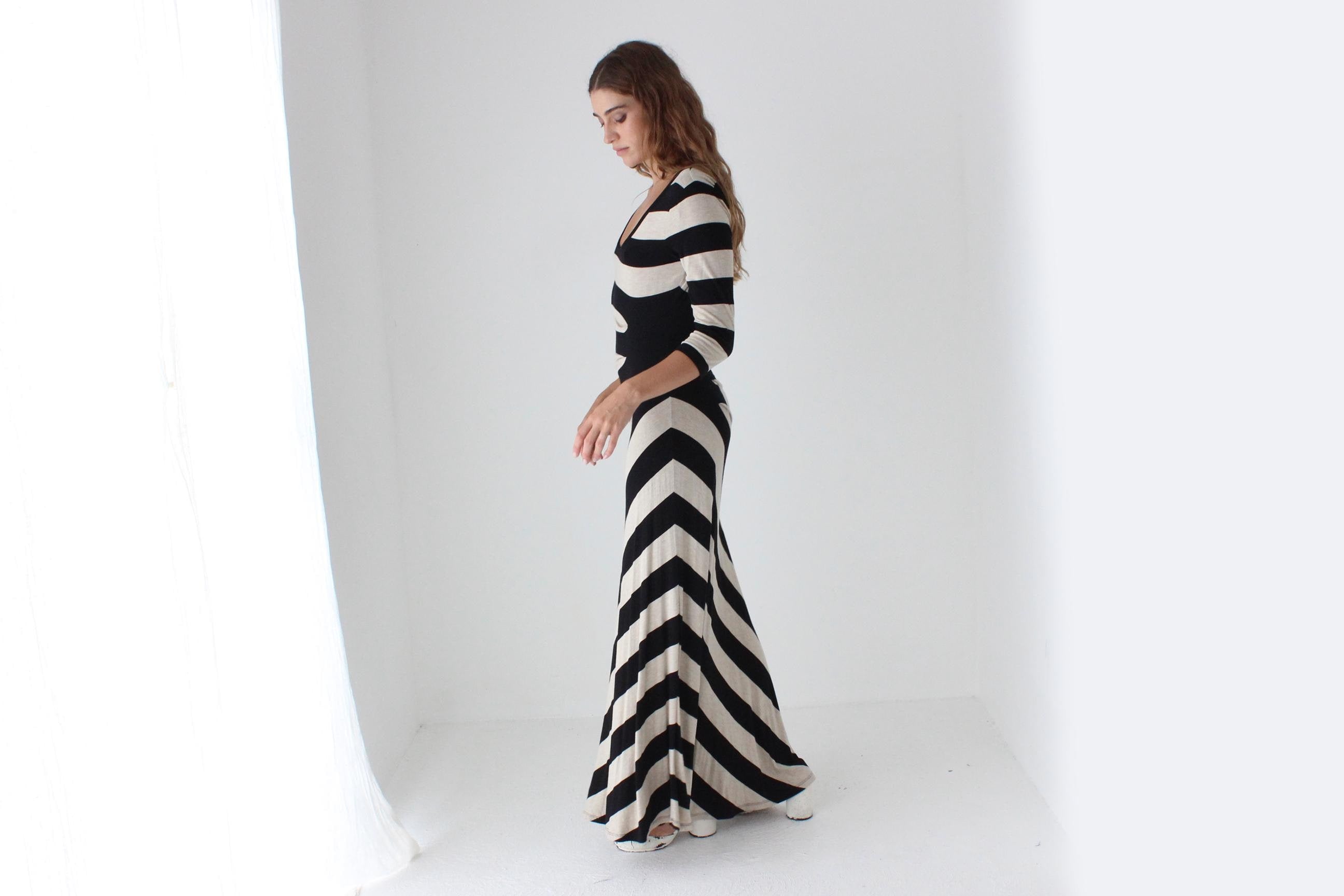 2000s Calvin Klein Bold Striped Maxi Dress