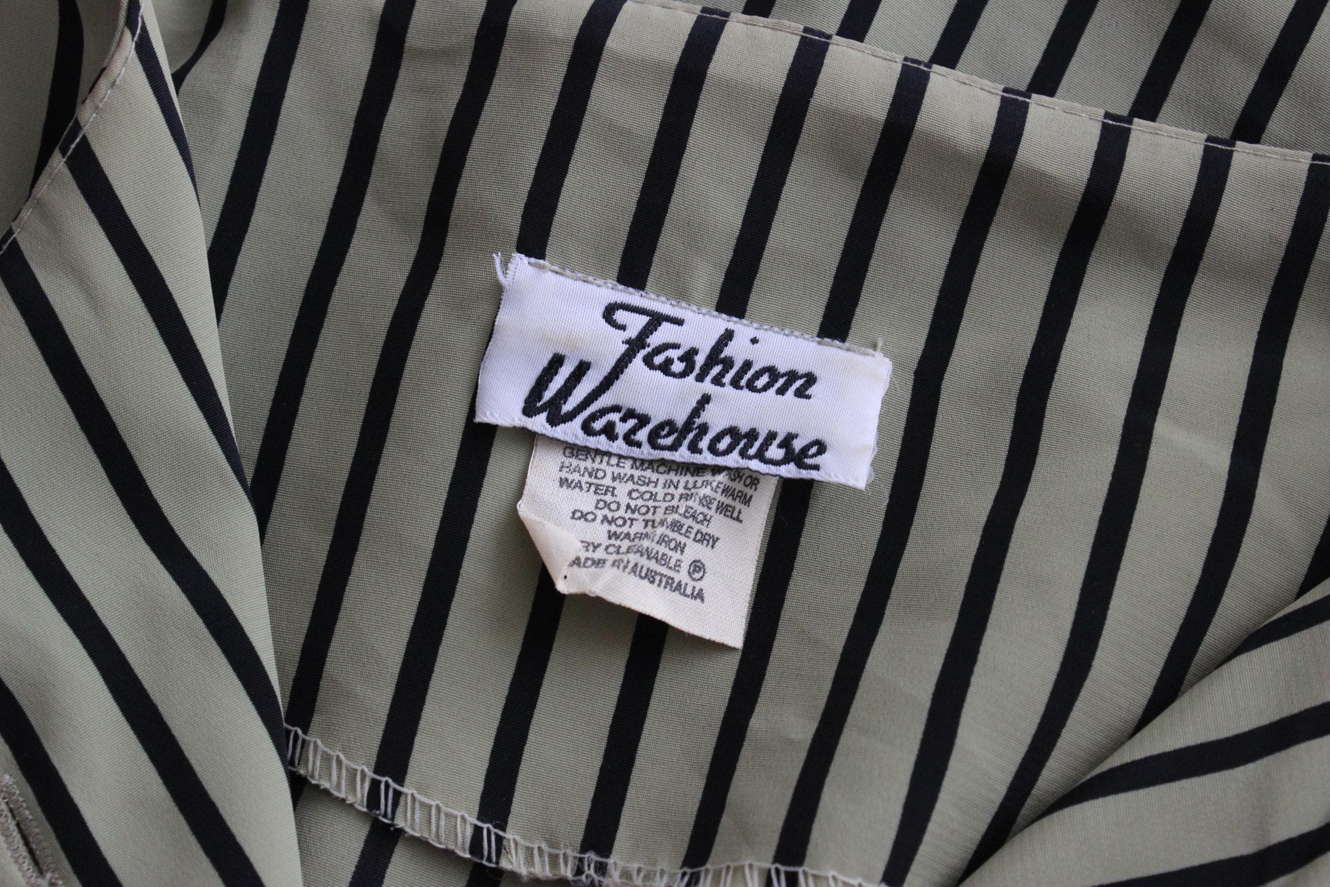 80s Australian Vintage Relaxed Striped Drop Waist Dress