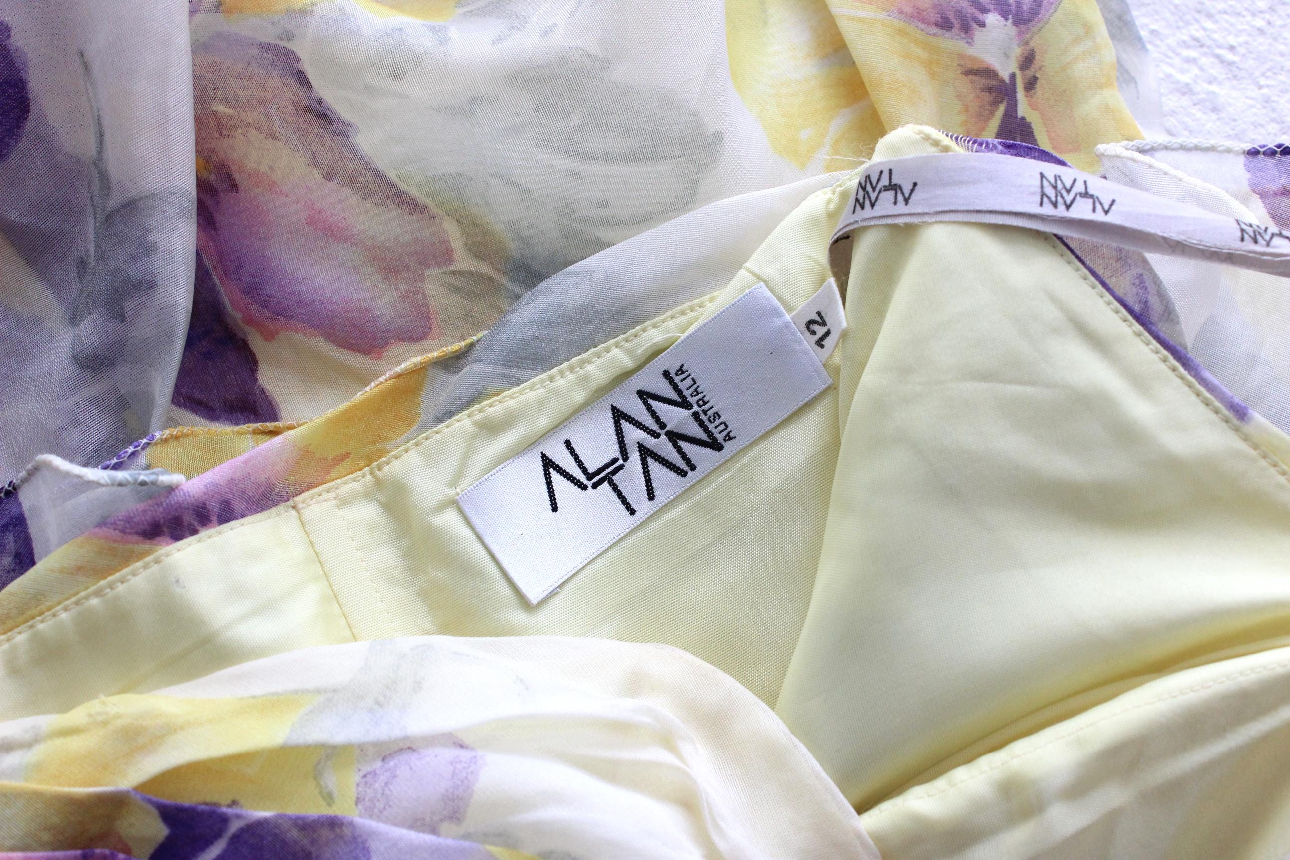 80s Pastel Floral Silk Organza Ruffle Mini