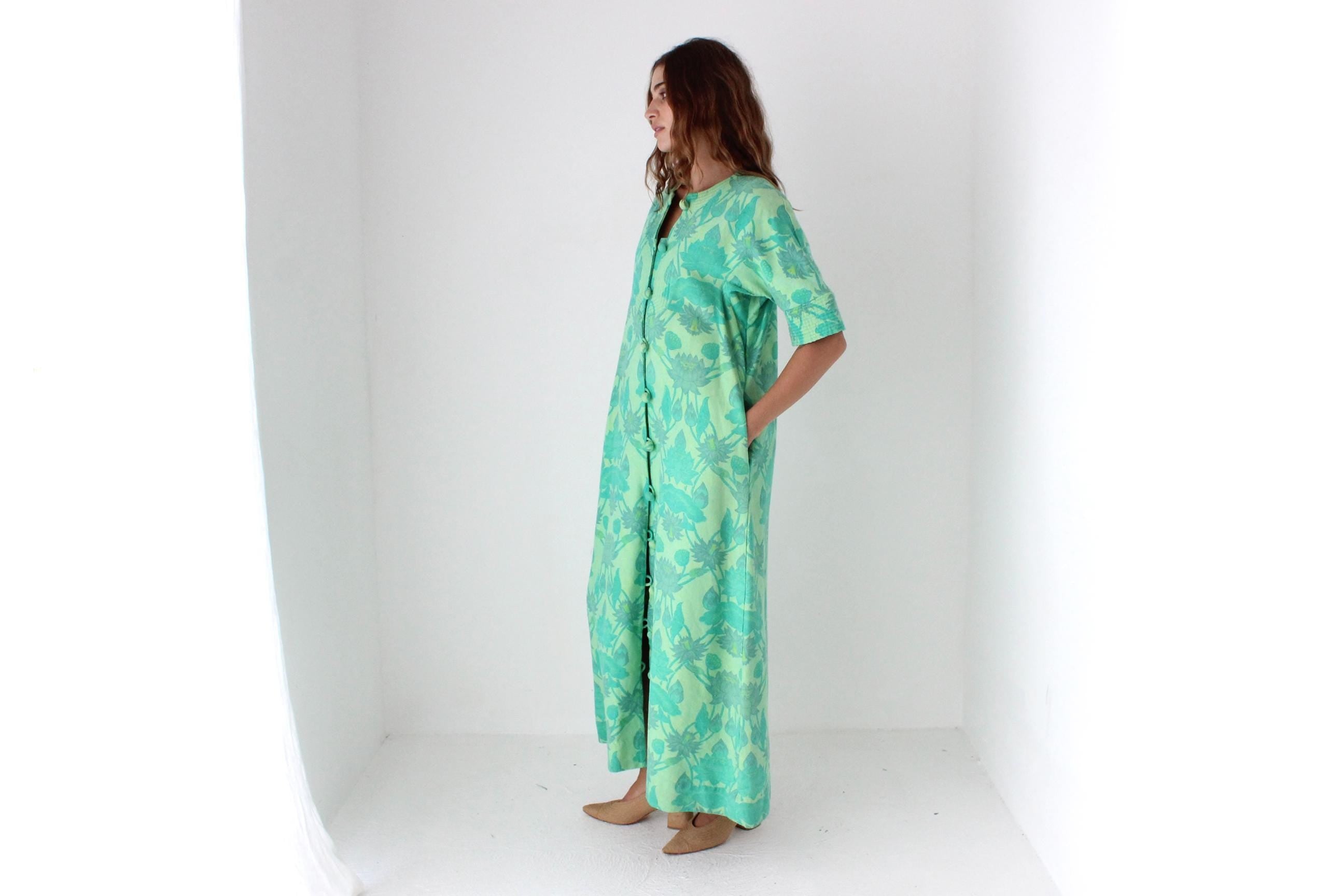 70s Handwoven Thai Cotton Lotus Dress