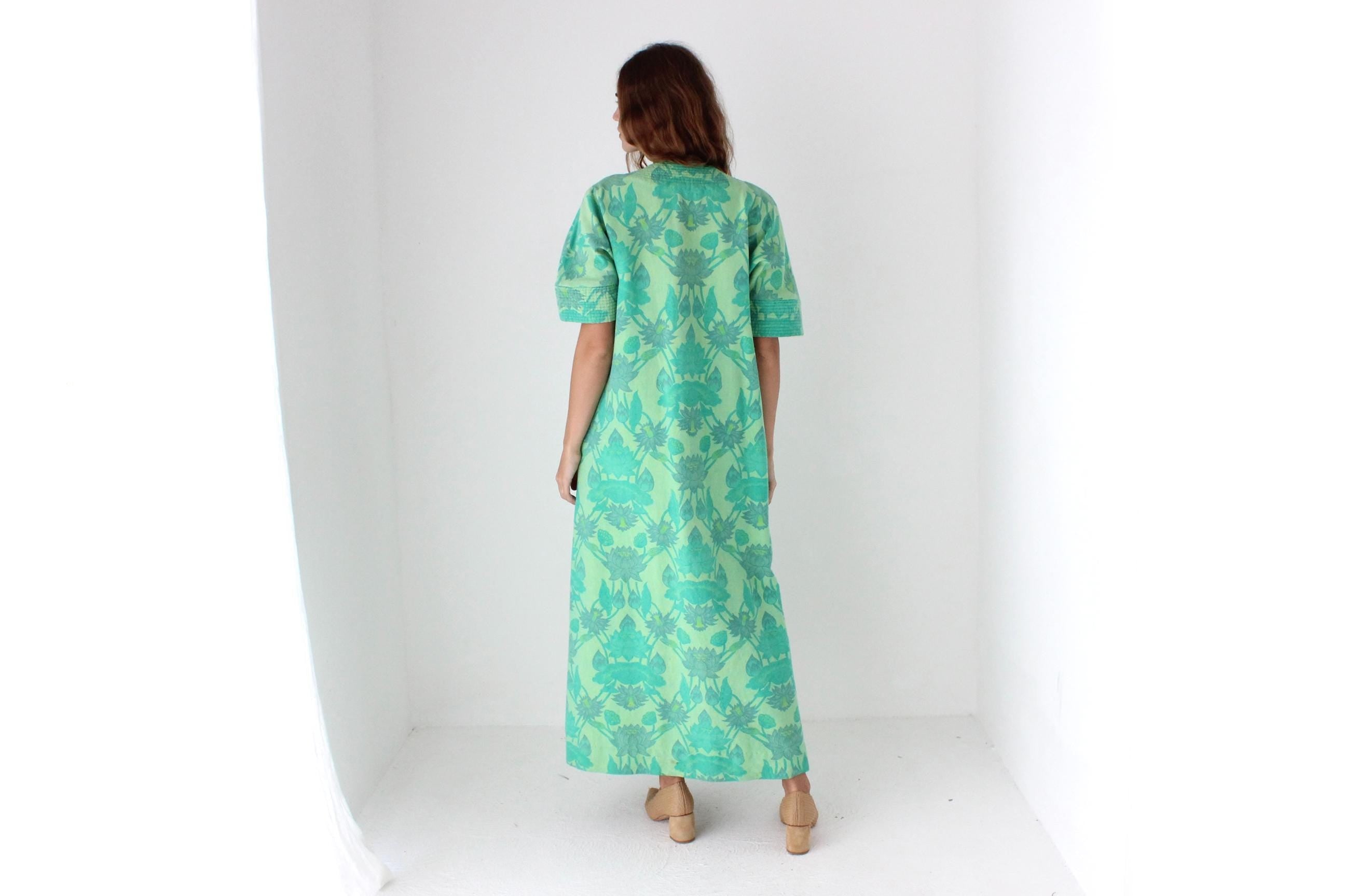 70s Handwoven Thai Cotton Lotus Dress