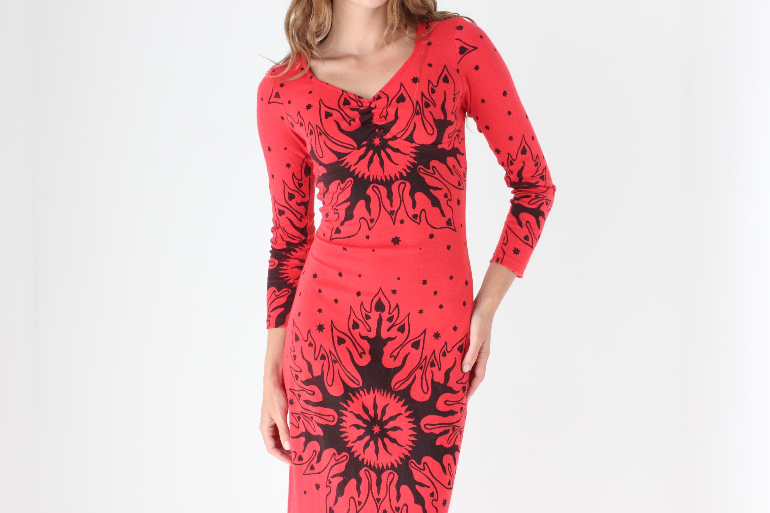 80s Hand Printed Pagan Dress