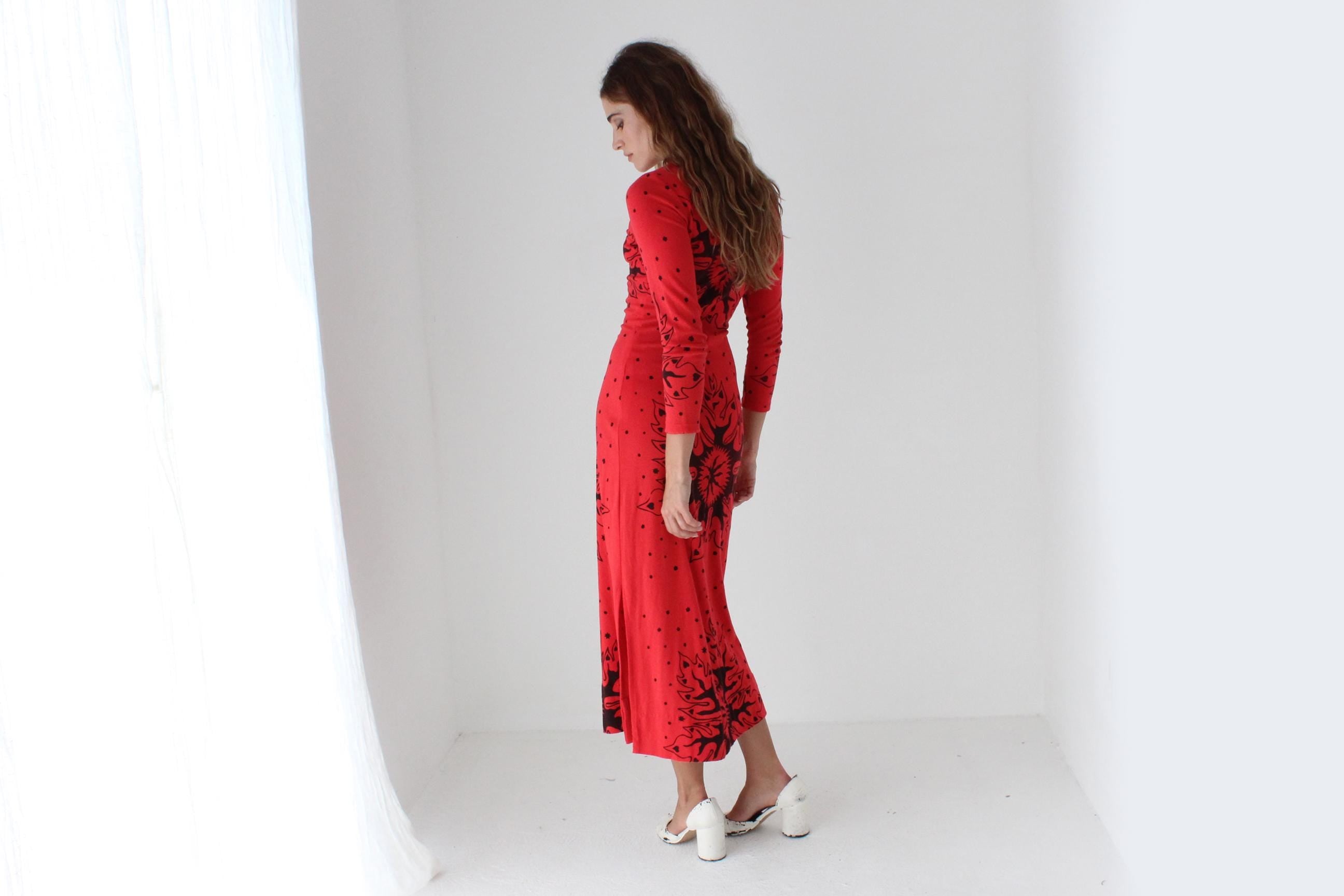 80s Hand Printed Pagan Dress