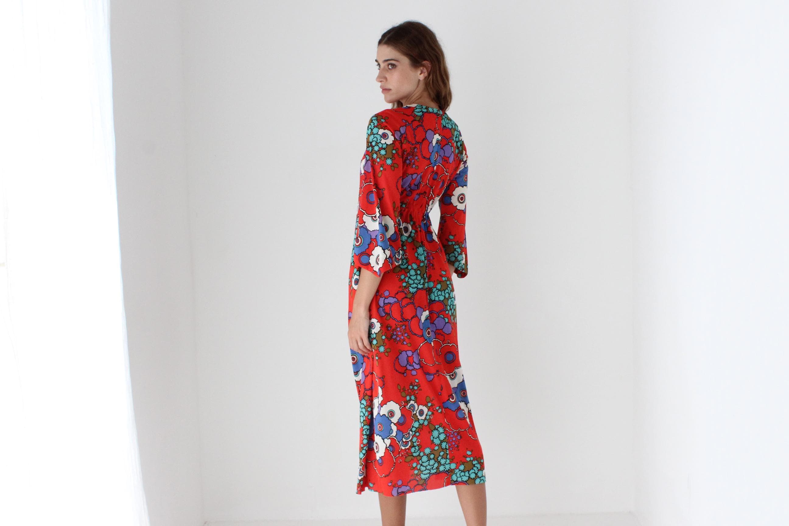 Funky 70s Vibrant & Poppy Psychedelic Dress