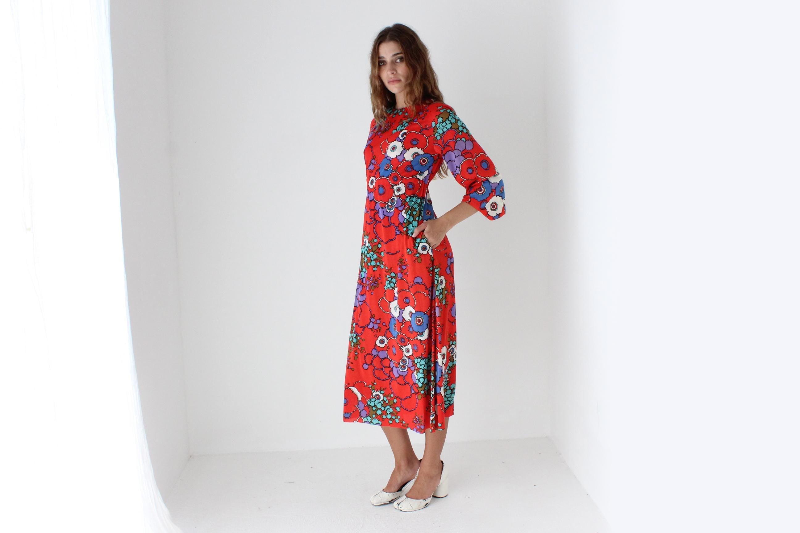 Funky 70s Vibrant & Poppy Psychedelic Dress