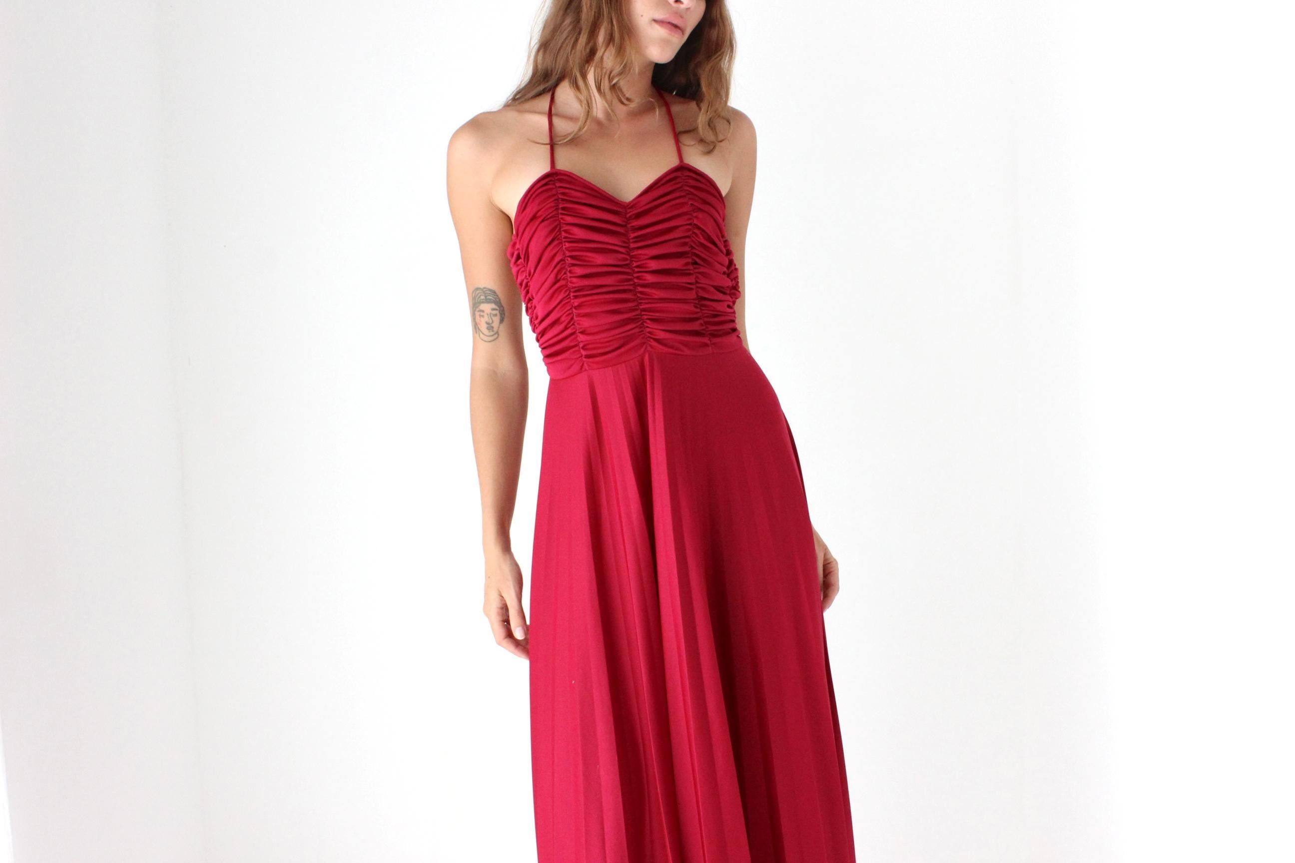 Stunning 70s Ruched Backless Jersey Gown
