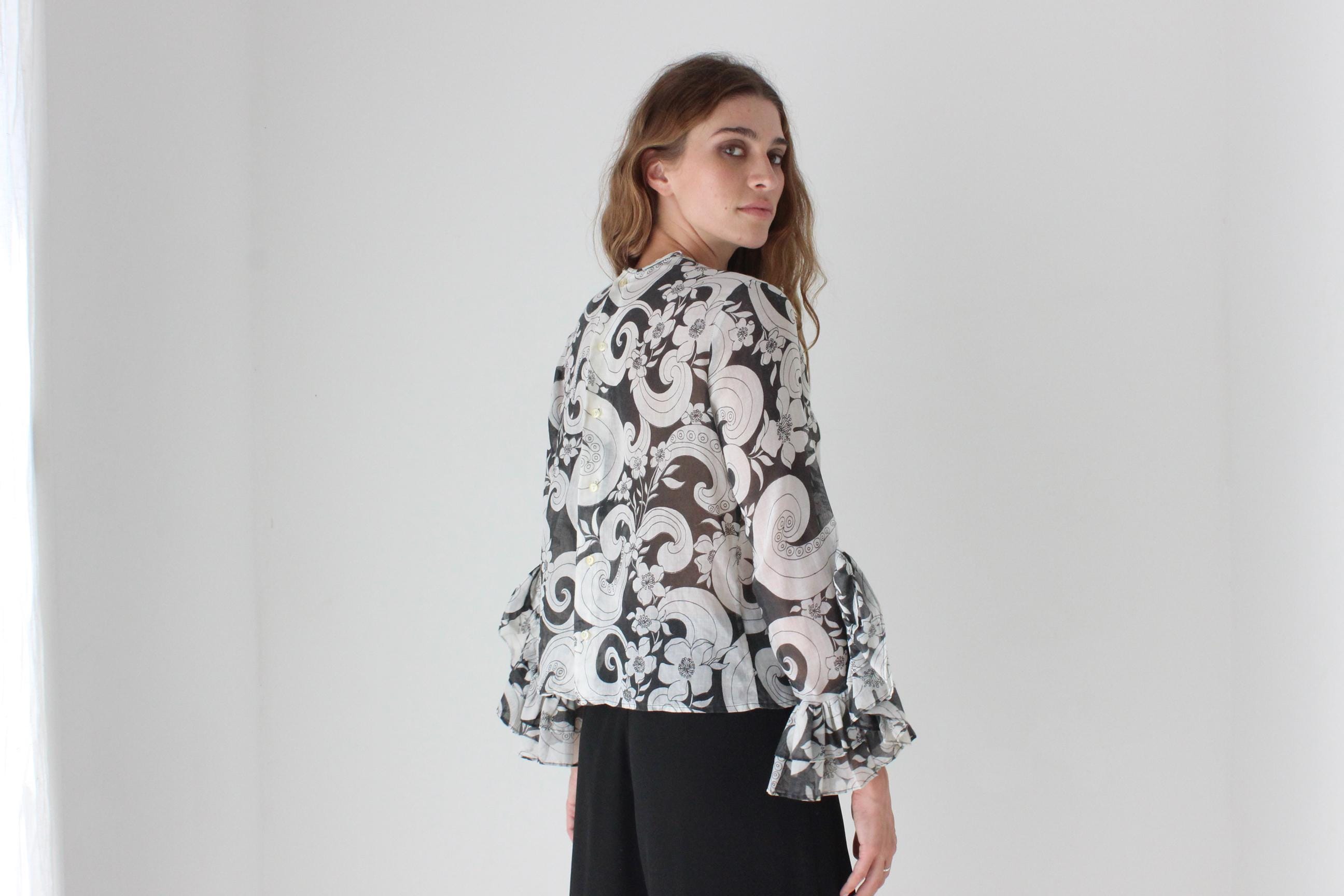Collectible 70s Psychedelic Cotton Gauze Blouse