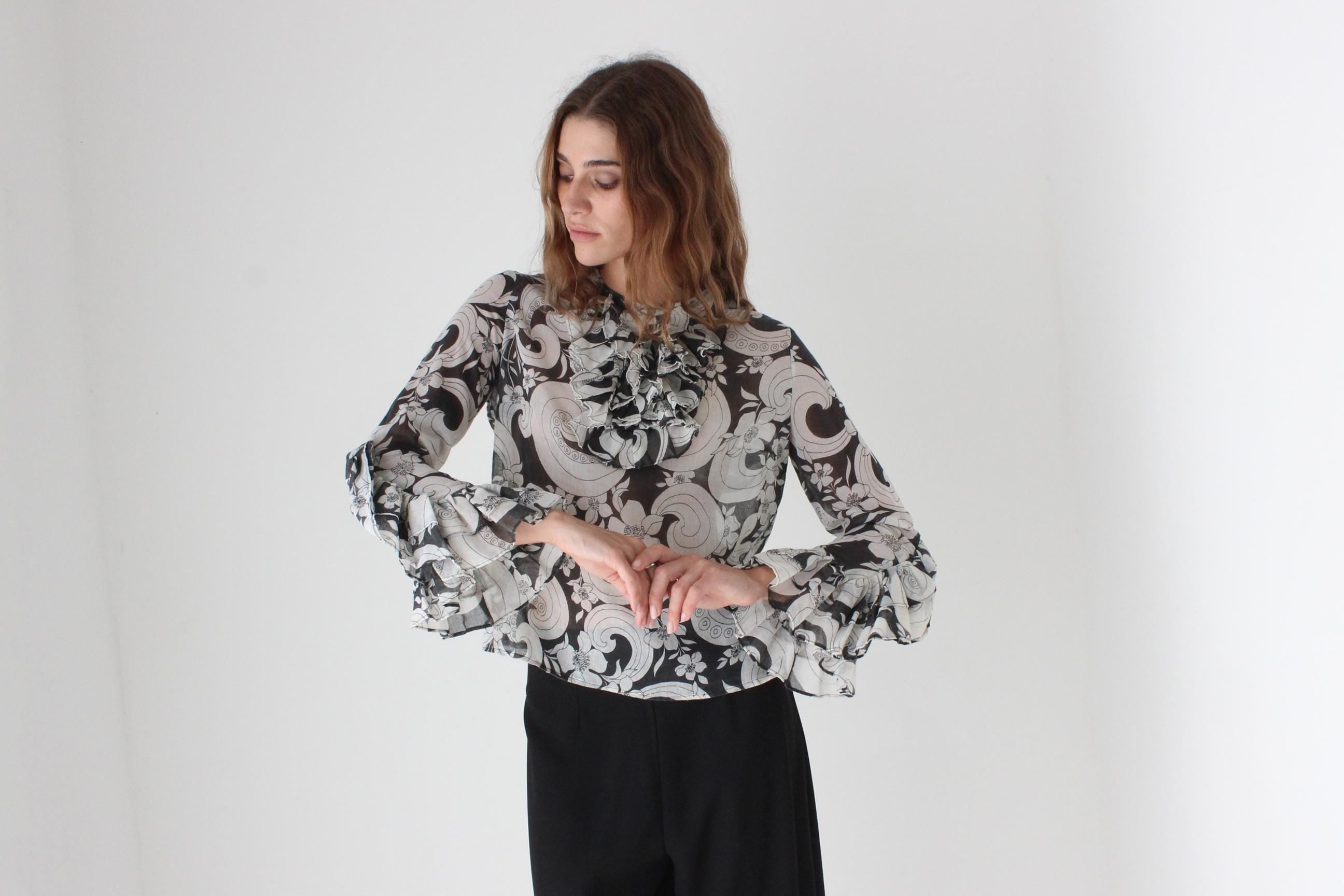 Collectible 70s Psychedelic Cotton Gauze Blouse