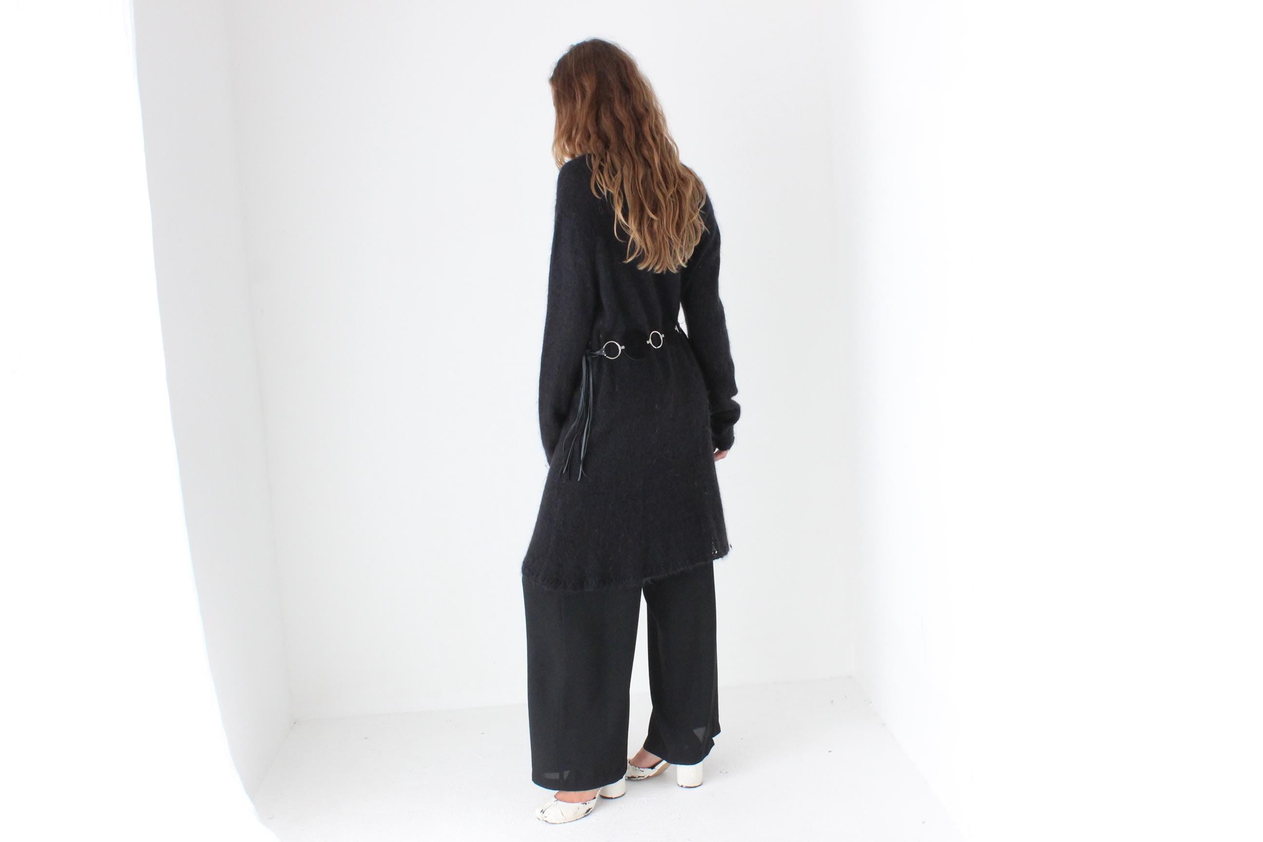 Y2K Angora Blend Knit Relaxed Long Sleeve Sweater Dress