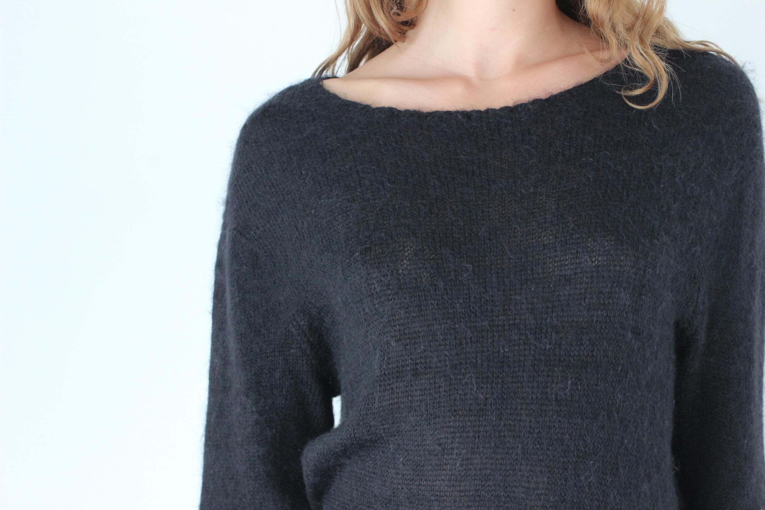 Y2K Angora Blend Knit Relaxed Long Sleeve Sweater Dress