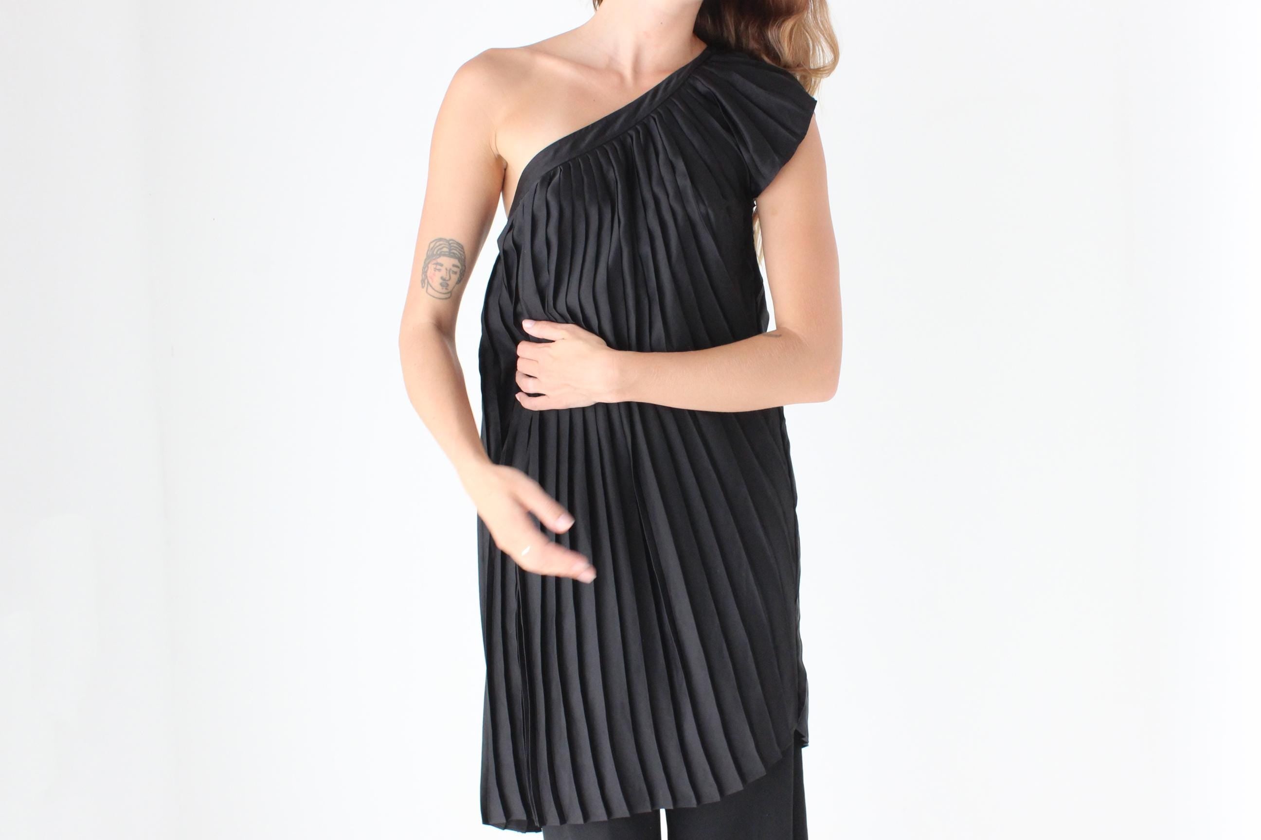 2000s Pleated One Shoulder Top or Mini
