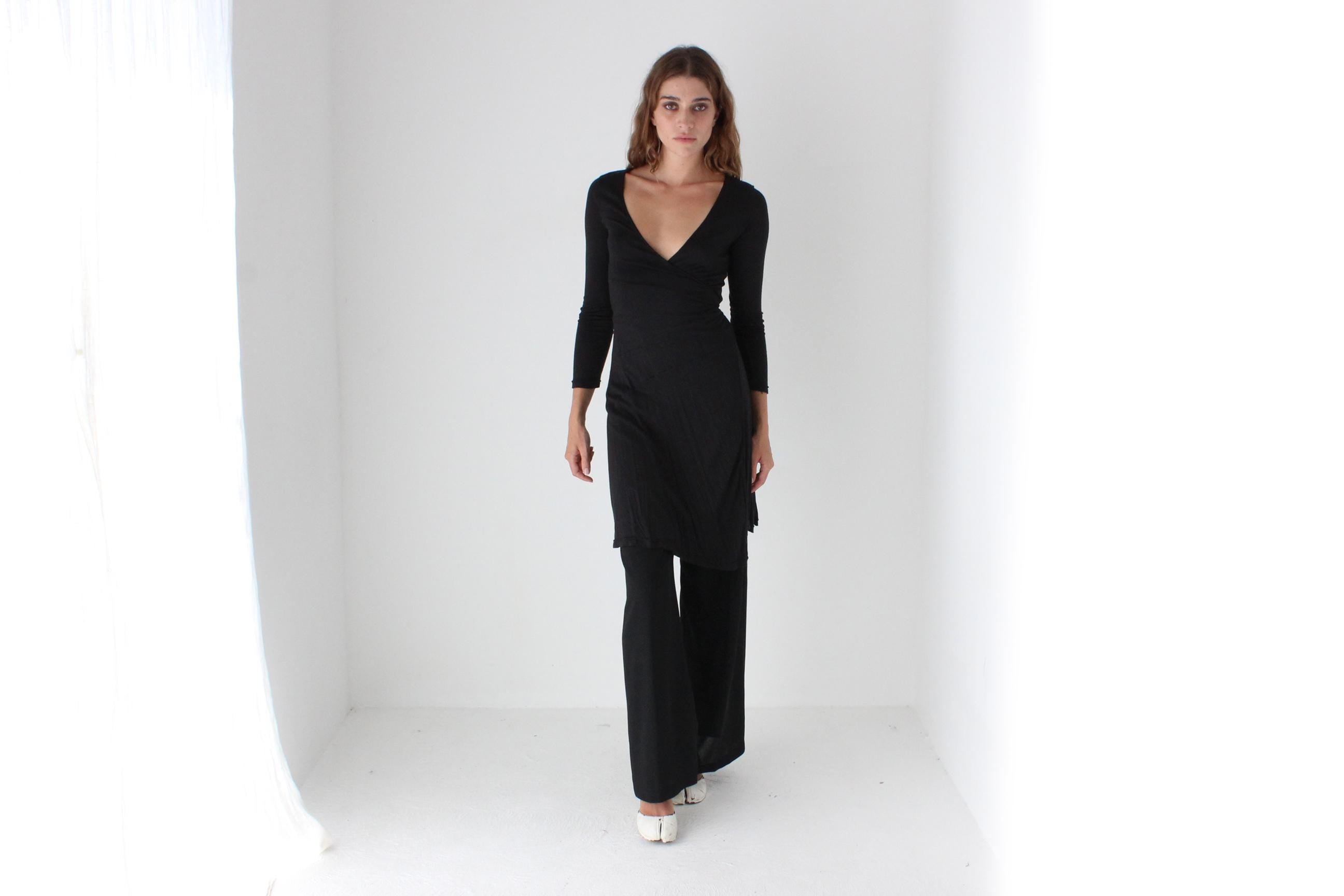 90s Stretch Jersey Balletcore / Yoga Wrap Dress