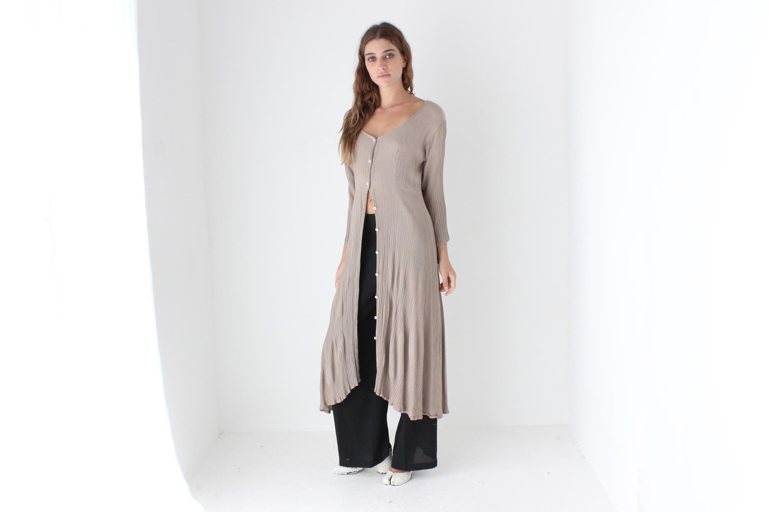 Versatile 90s Mauve Gauze Button Front Top / Dress