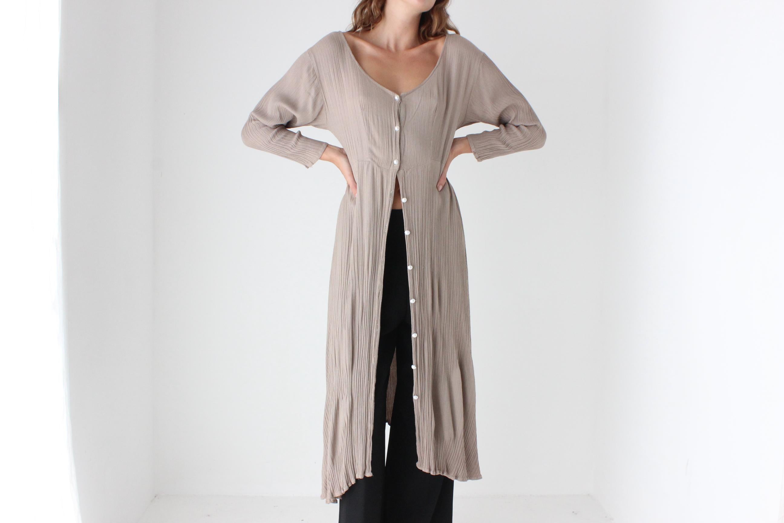 Versatile 90s Mauve Gauze Button Front Top / Dress