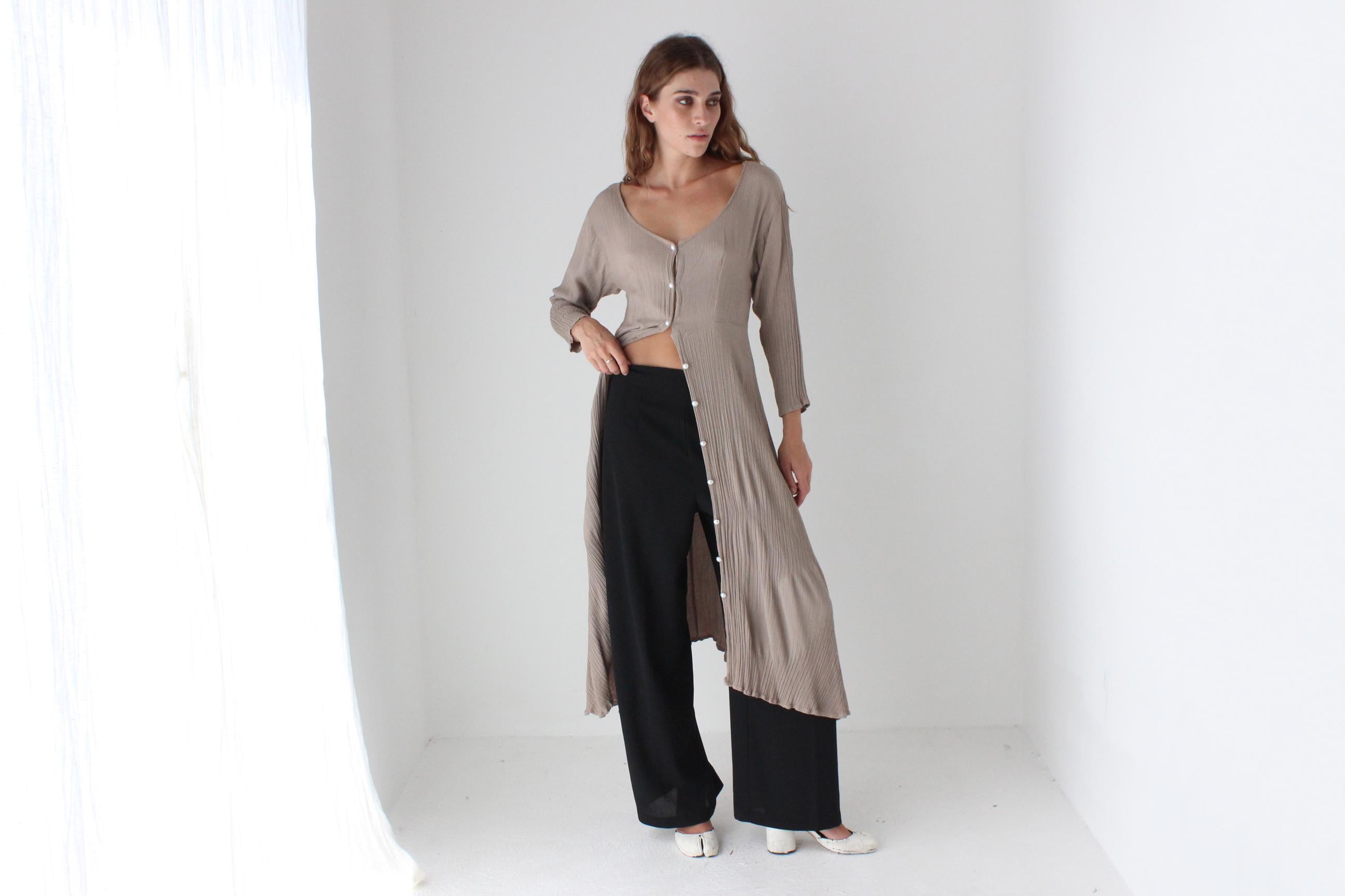 Versatile 90s Mauve Gauze Button Front Top / Dress