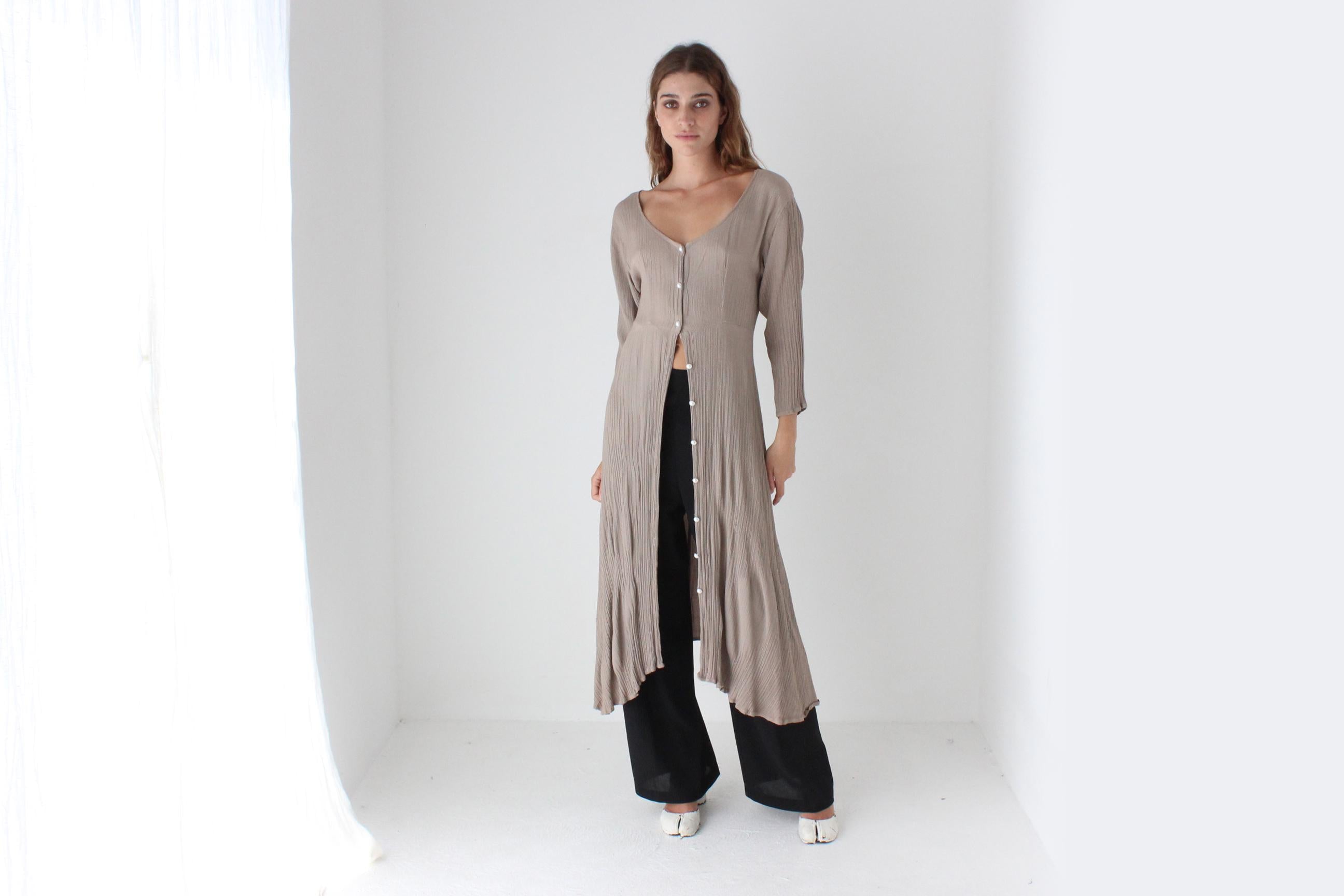 Versatile 90s Mauve Gauze Button Front Top / Dress