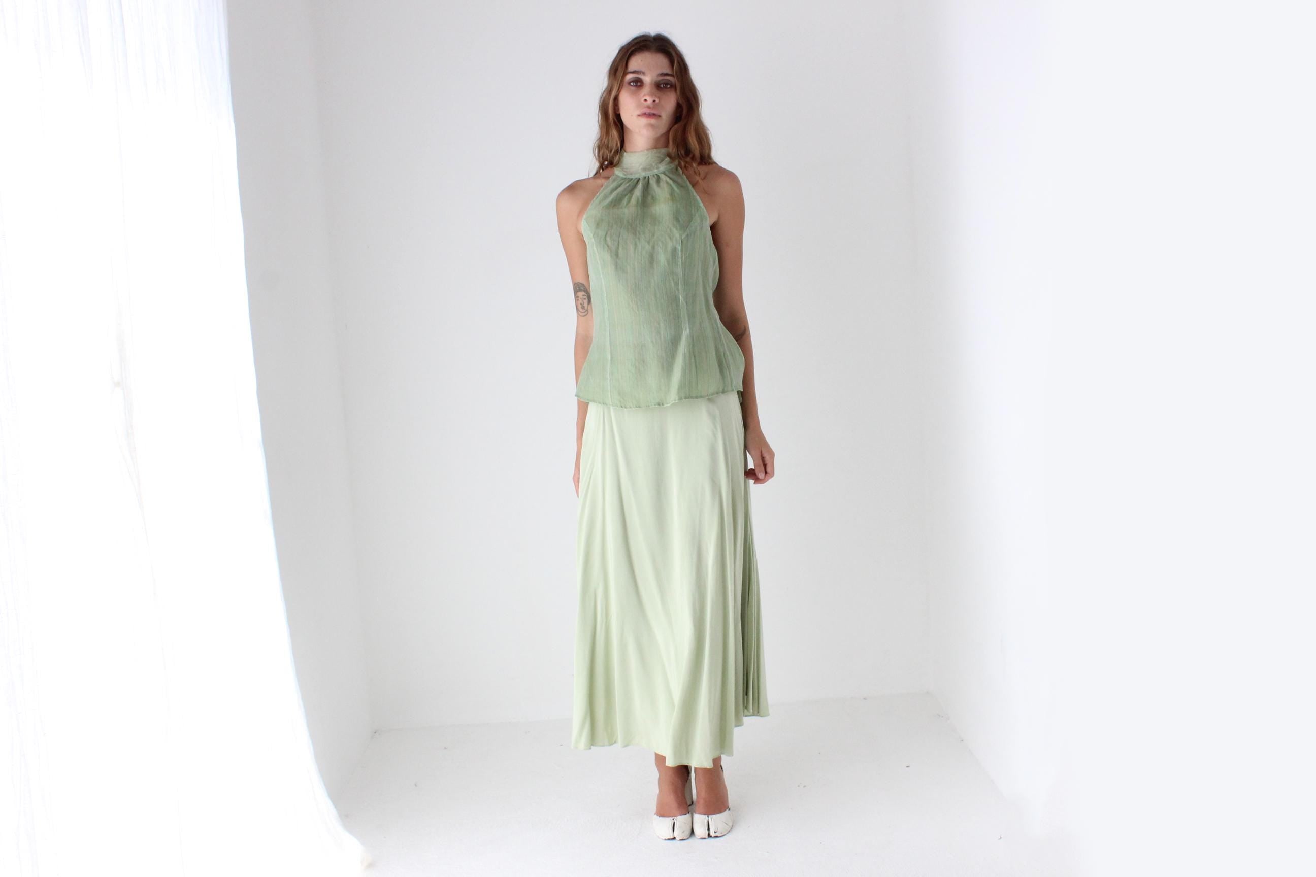 2000s Pastel Green Circle Skirt