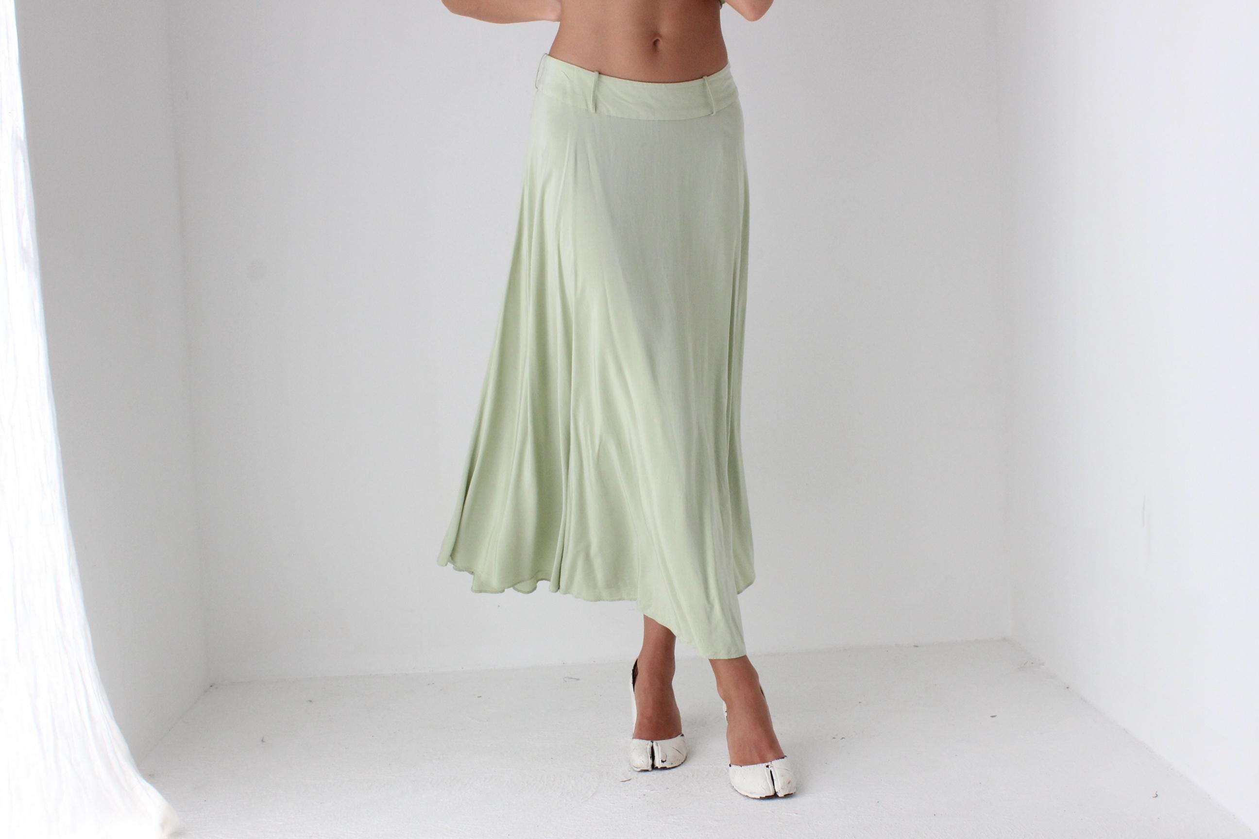 2000s Pastel Green Circle Skirt