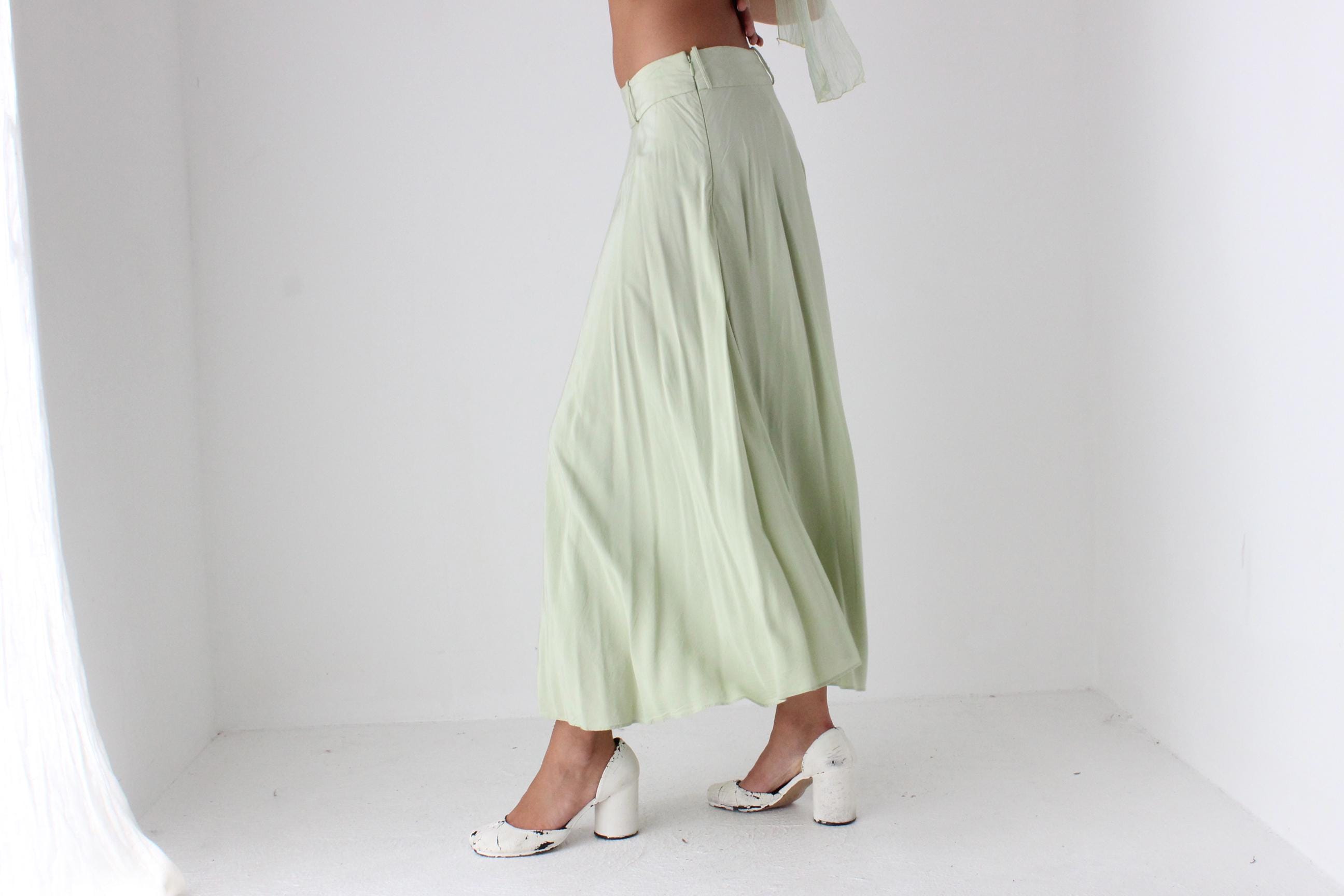 2000s Pastel Green Circle Skirt