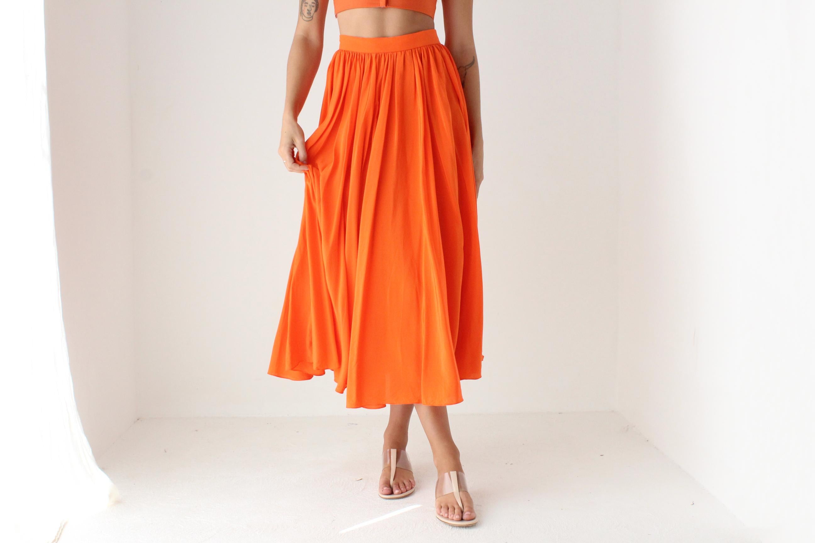 80s Australian Designer Vibrant Silk Circle Skirt