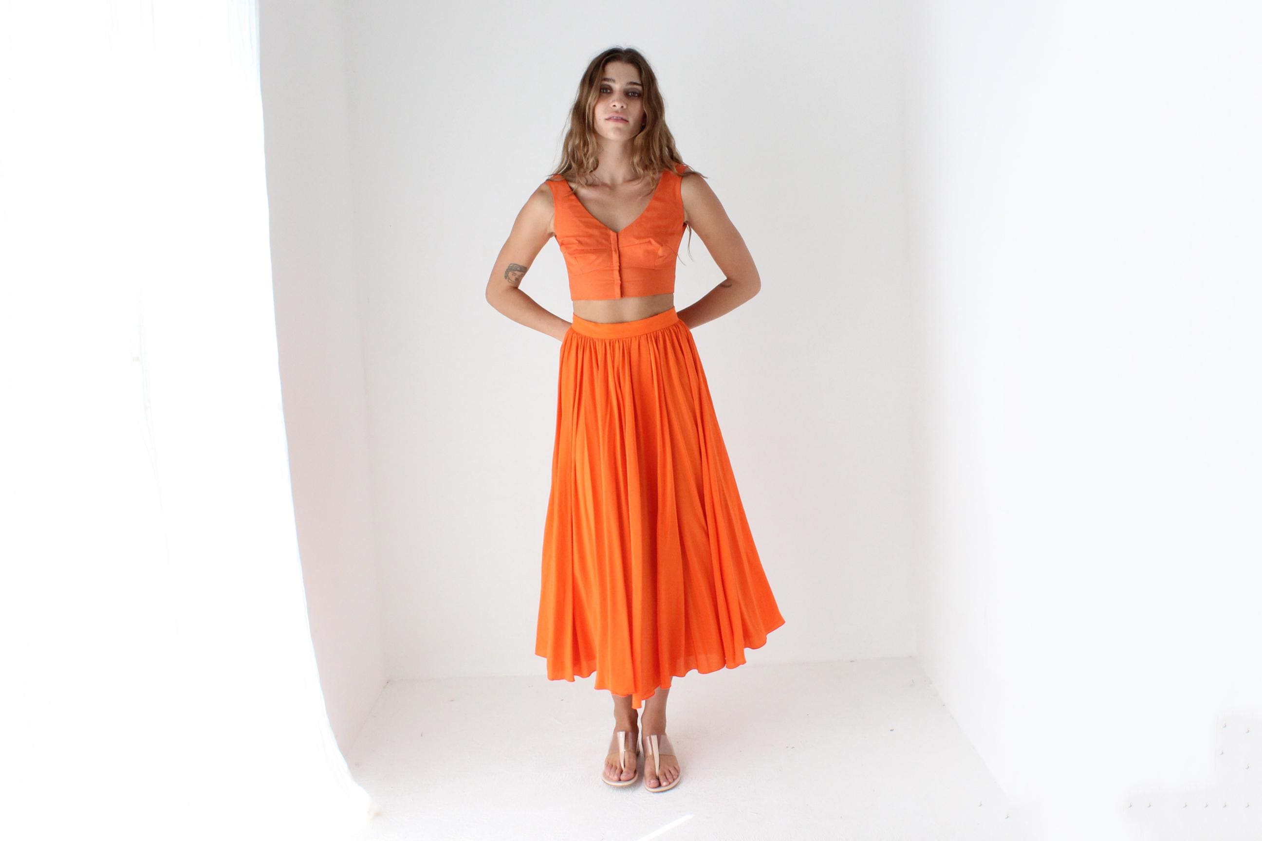90s Bright Orange Crop Top
