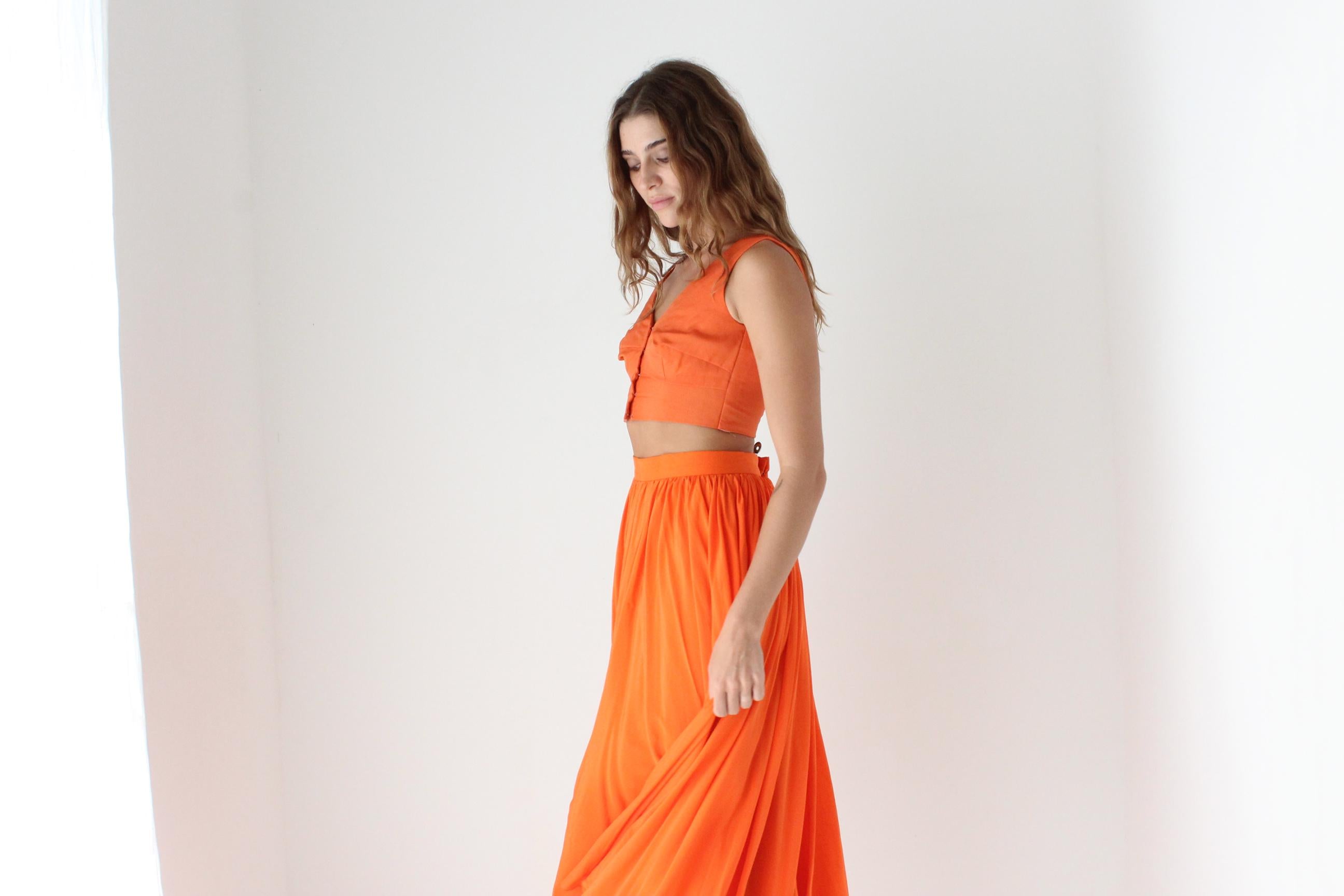 90s Bright Orange Crop Top