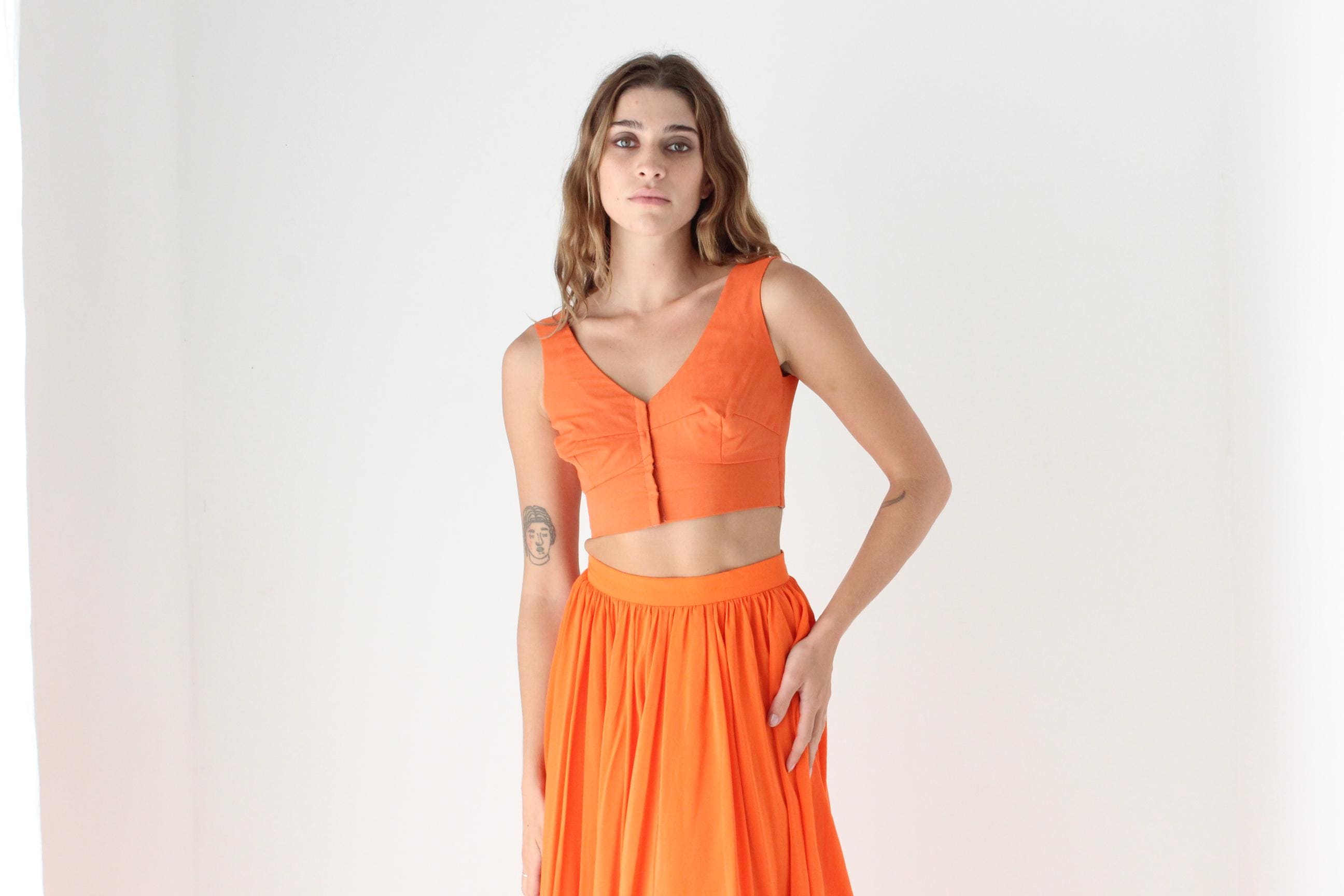 90s Bright Orange Crop Top