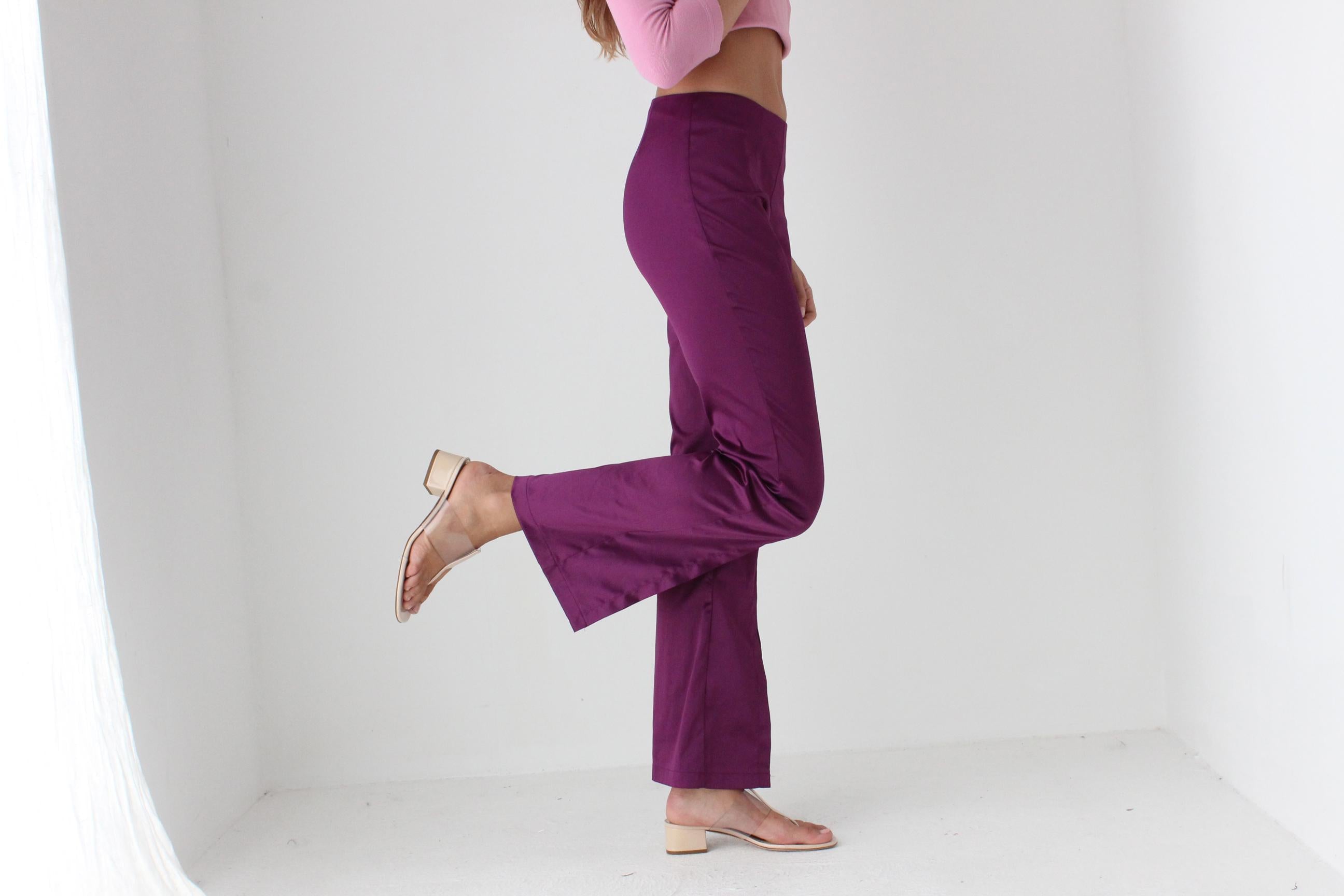 Y2K Babe Purple Bootcut Slit Flares