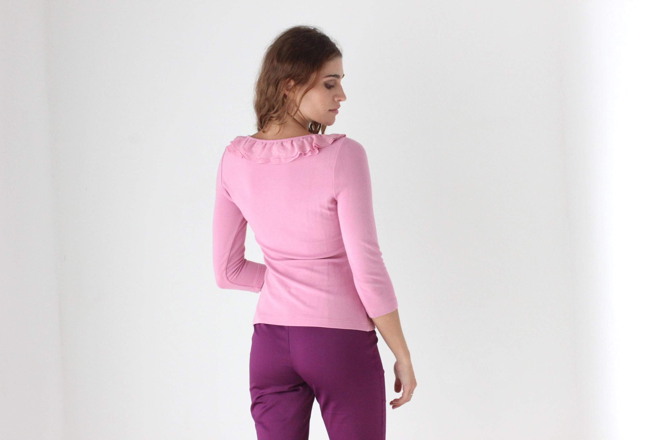 Y2K Bubblegum Frilly Scoop Neck Top